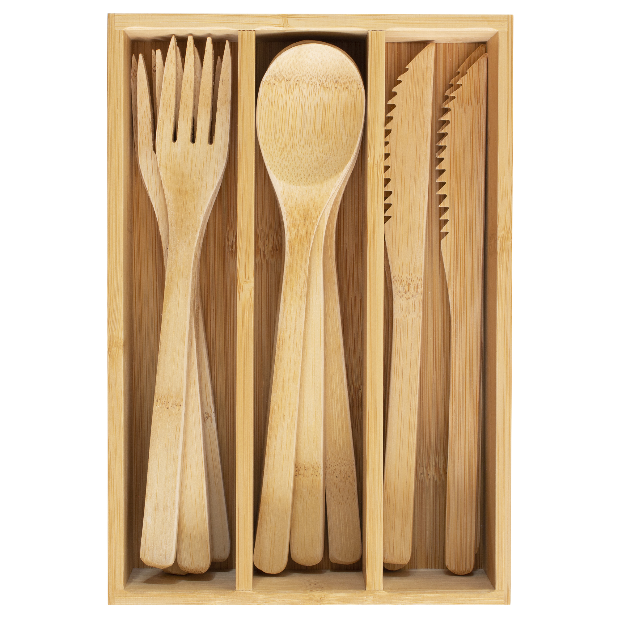 12 Piece Reusable Bamboo Flatware Set in Storage Case 2