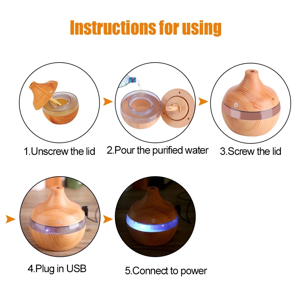 300 Ml Usb Silence Wood Grain Air Humidifier 1