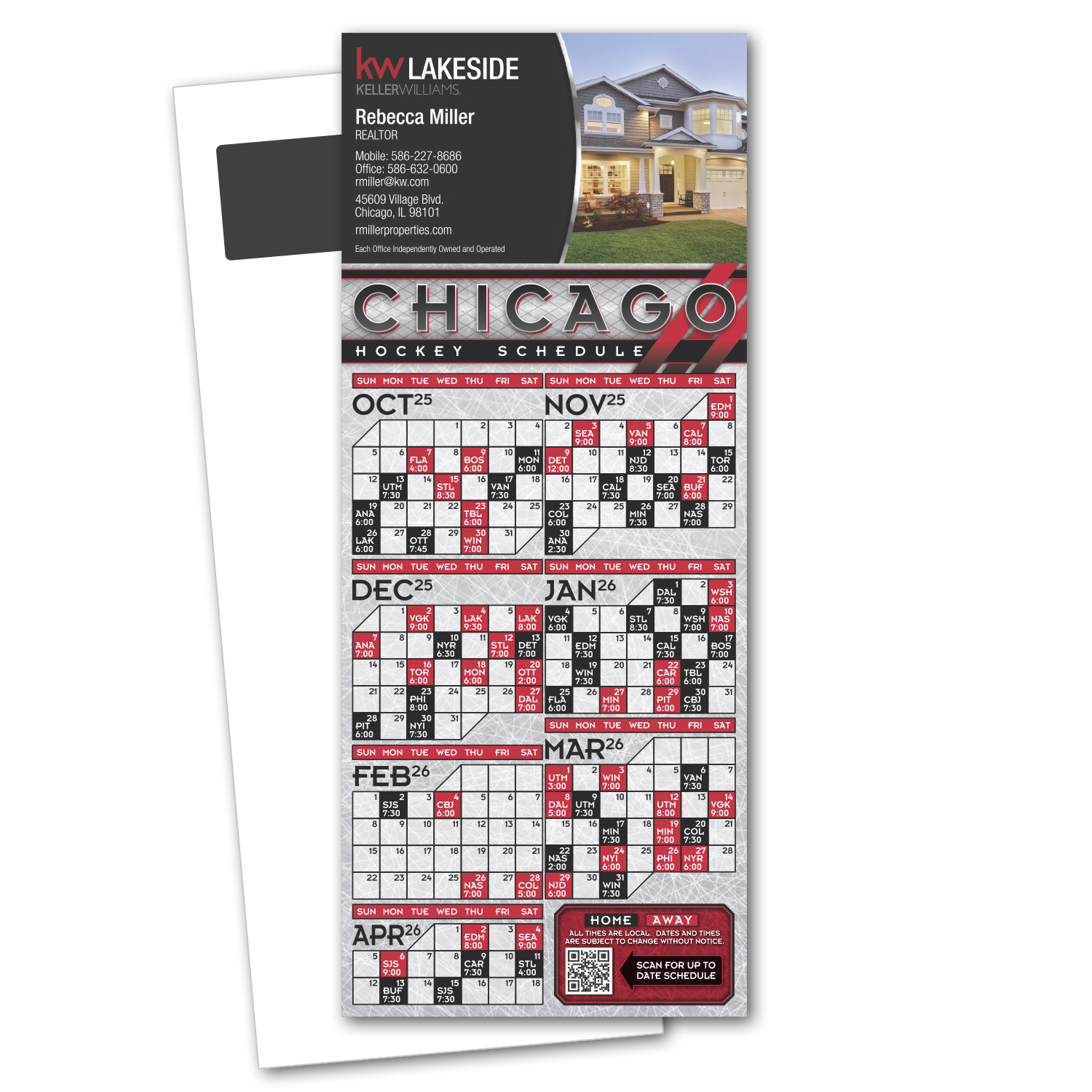 Hockey Schedule Magnetic Stick Up Card 2