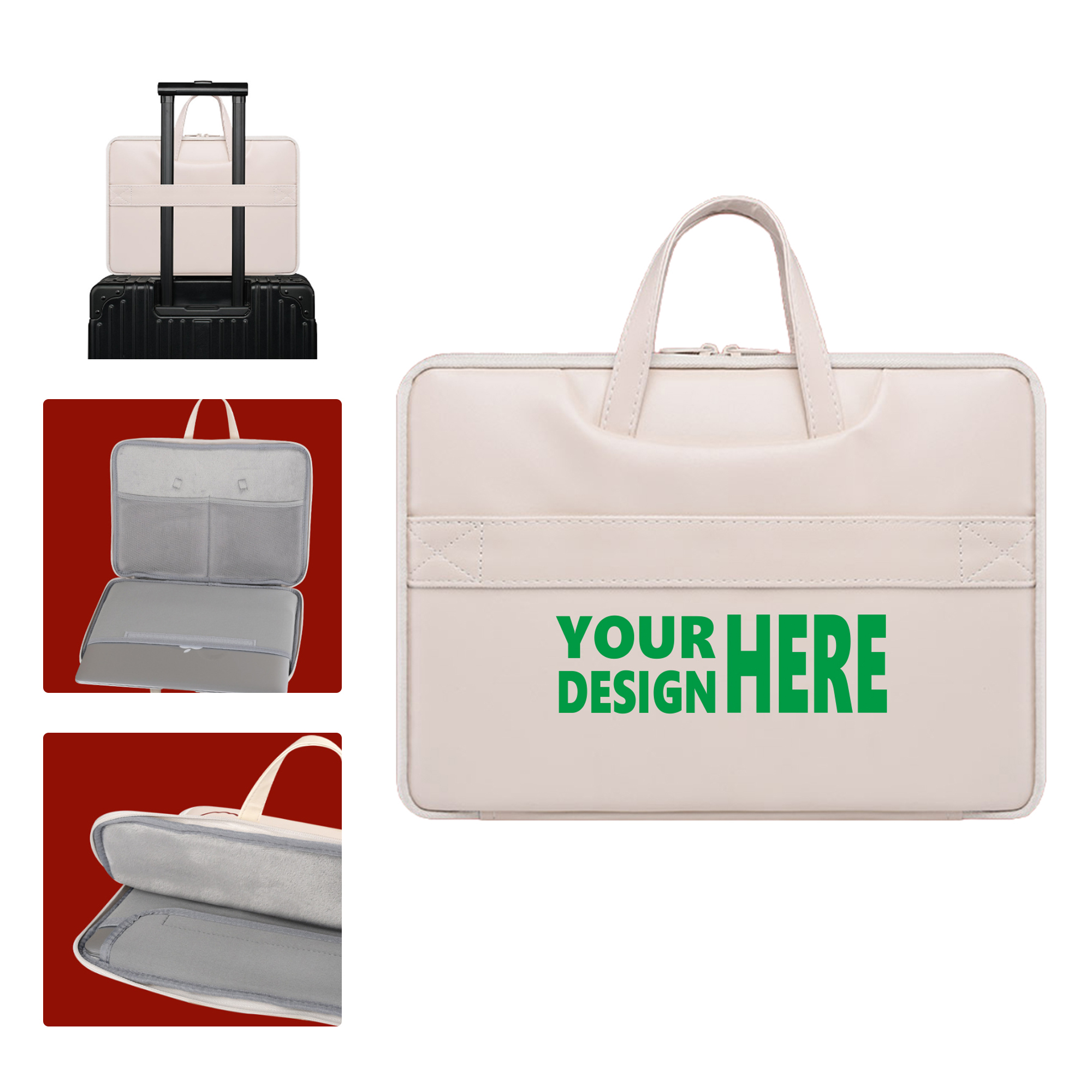 MOQ 50 PU Leather Laptop Carrying Case with Handle 2