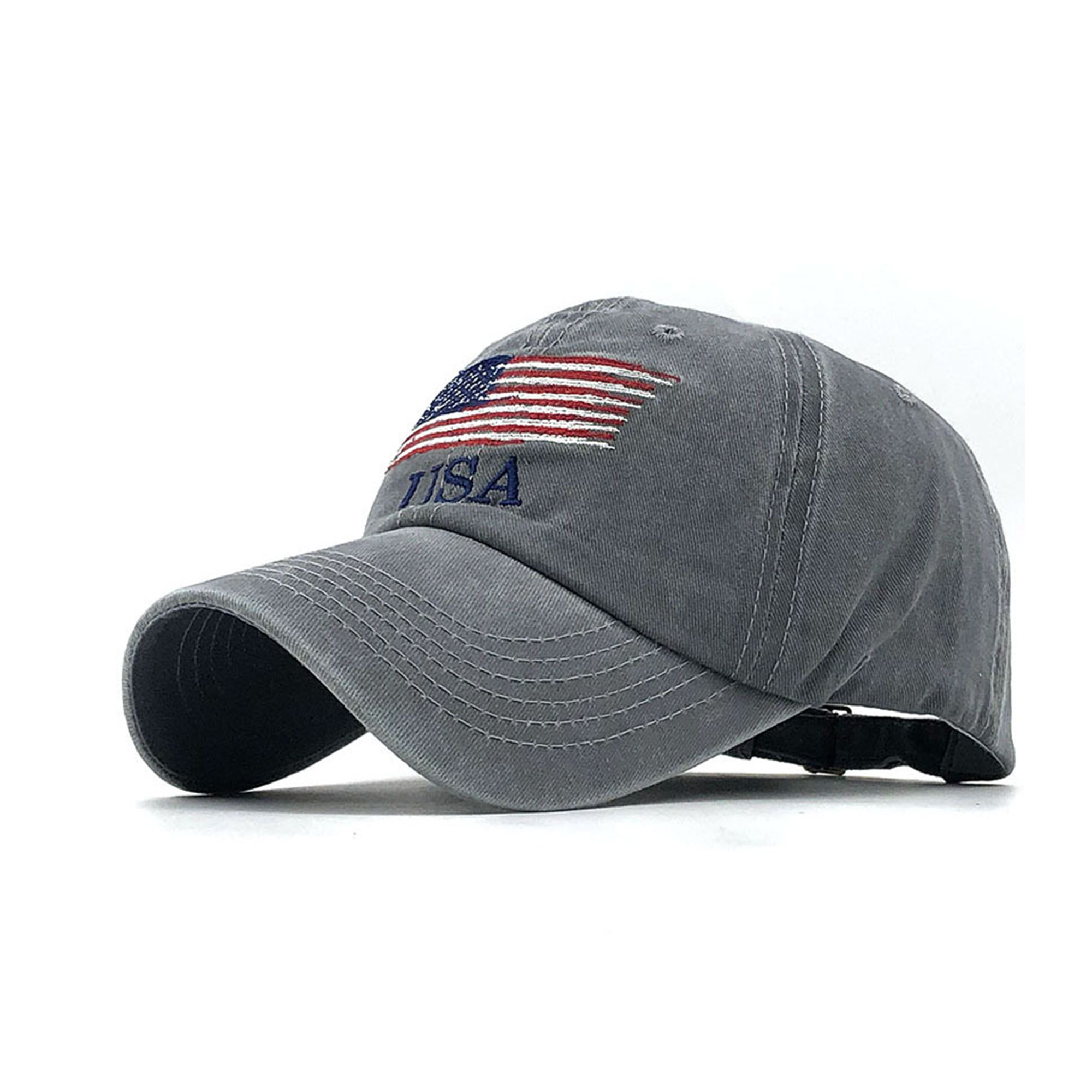 Distressed Six Panel Sports Cap Adjustable Closure 10.5" x 7.5" x 5.3" 6