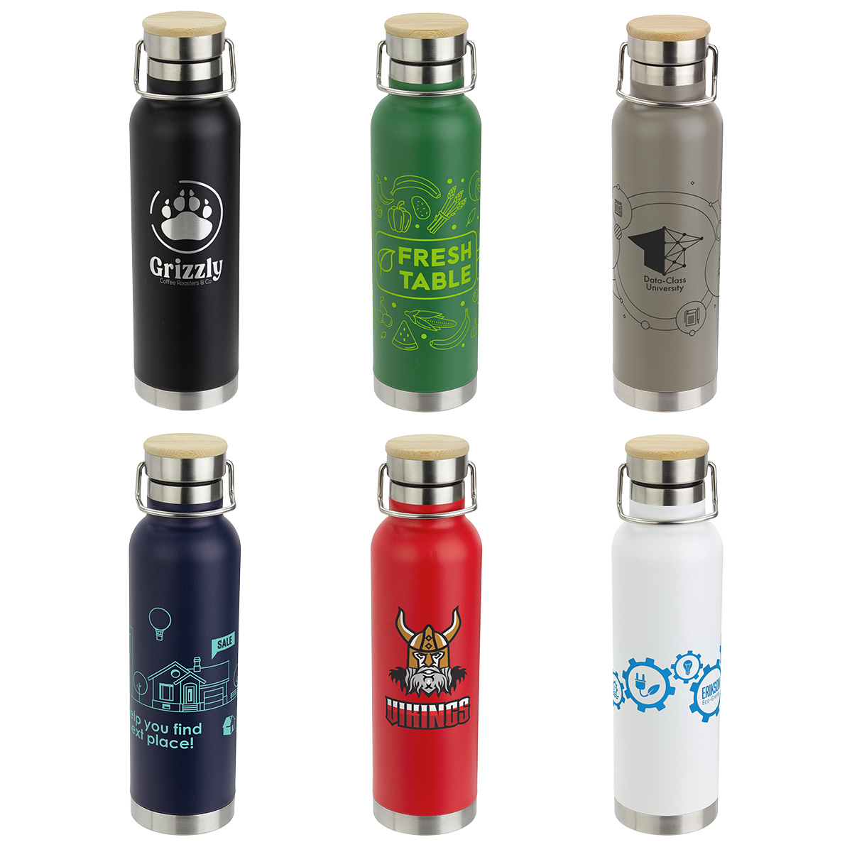 Cusano 22 oz Vacuum Insulated Stainless Steel Bottle with Bamboo Cap, custom water bottle with logo imprint 14