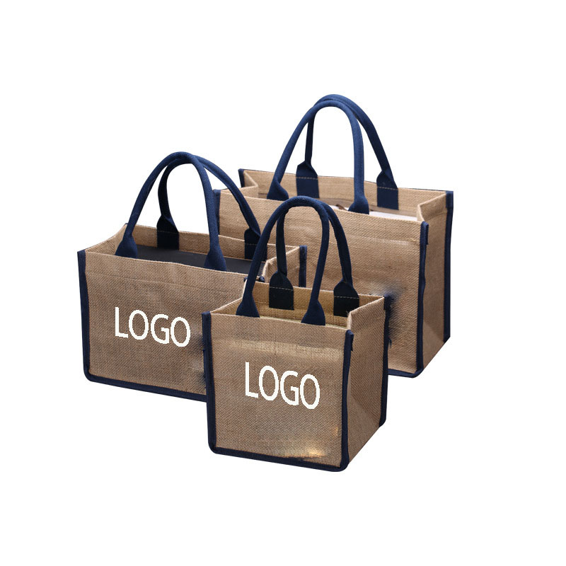 Natural Burlap Reusable Jute Beach Bag w/ Full Gusset ----11.81"x4.72"x10.24" 1