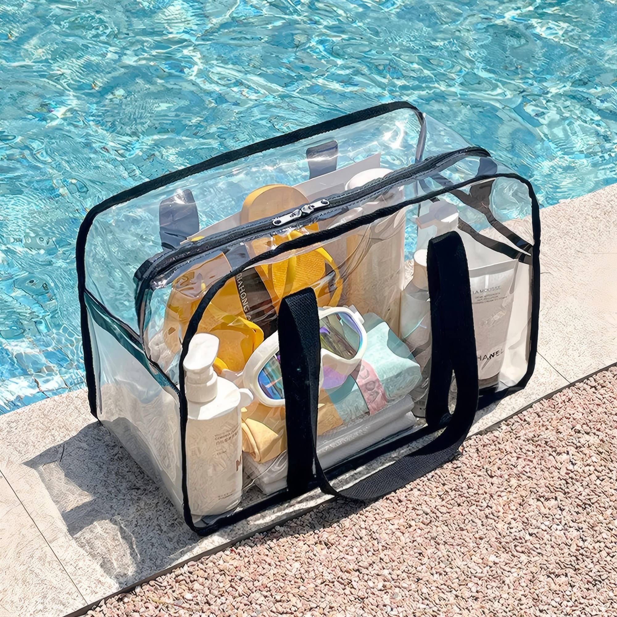 Clear Waterproof PVC Tote Bag Large Size for Beach & Travel 3
