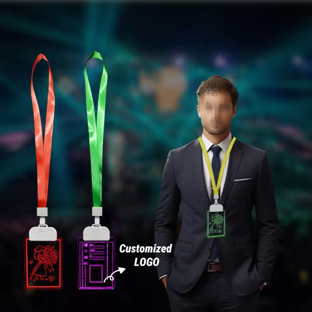 MOQ 20 pcs Rechargeable LED Name Tag with Lanyard 3