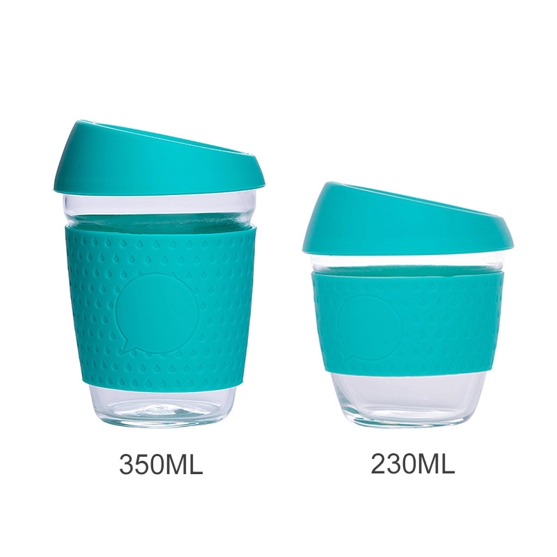 Reusable Glass Coffee Mug Travel Cup with Spill Proof Lid 7