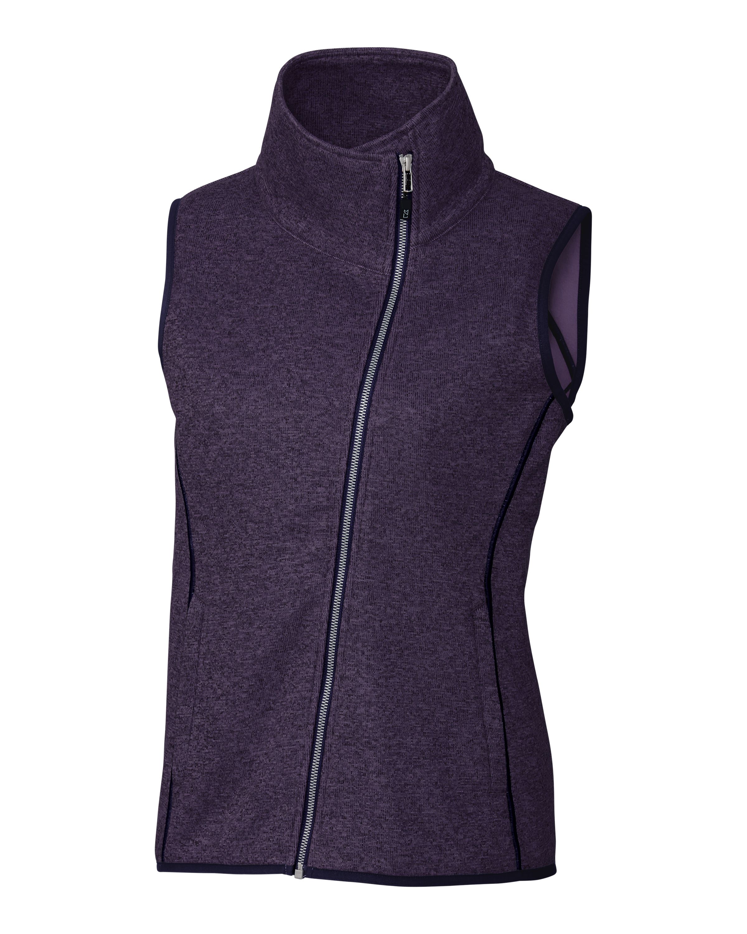 Cutter & Buck Mainsail Sweater-Knit Womens Full Zip Asymmetrical Vest 31
