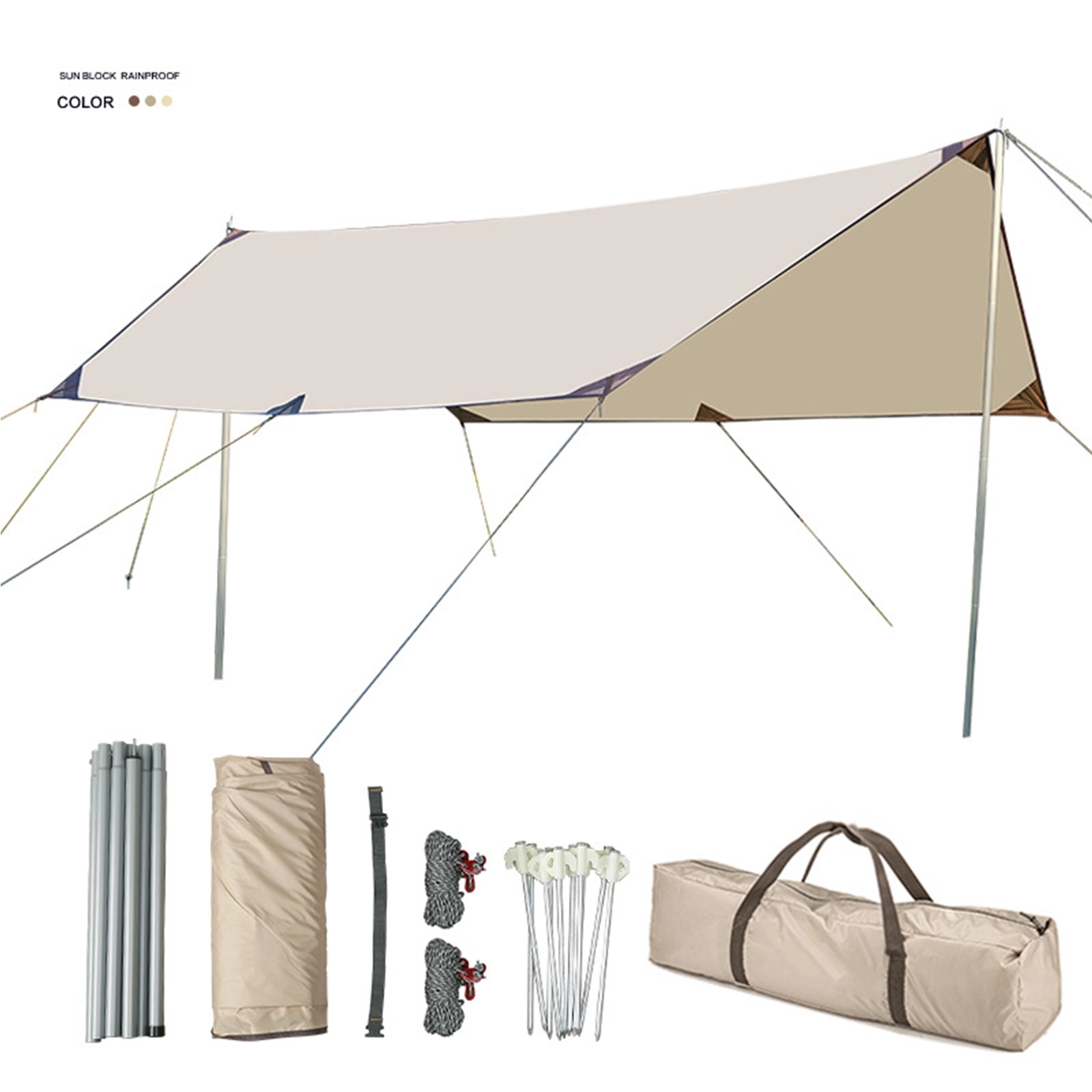 10X10FT Waterproof Grade PU3000 Tarp Tent 4
