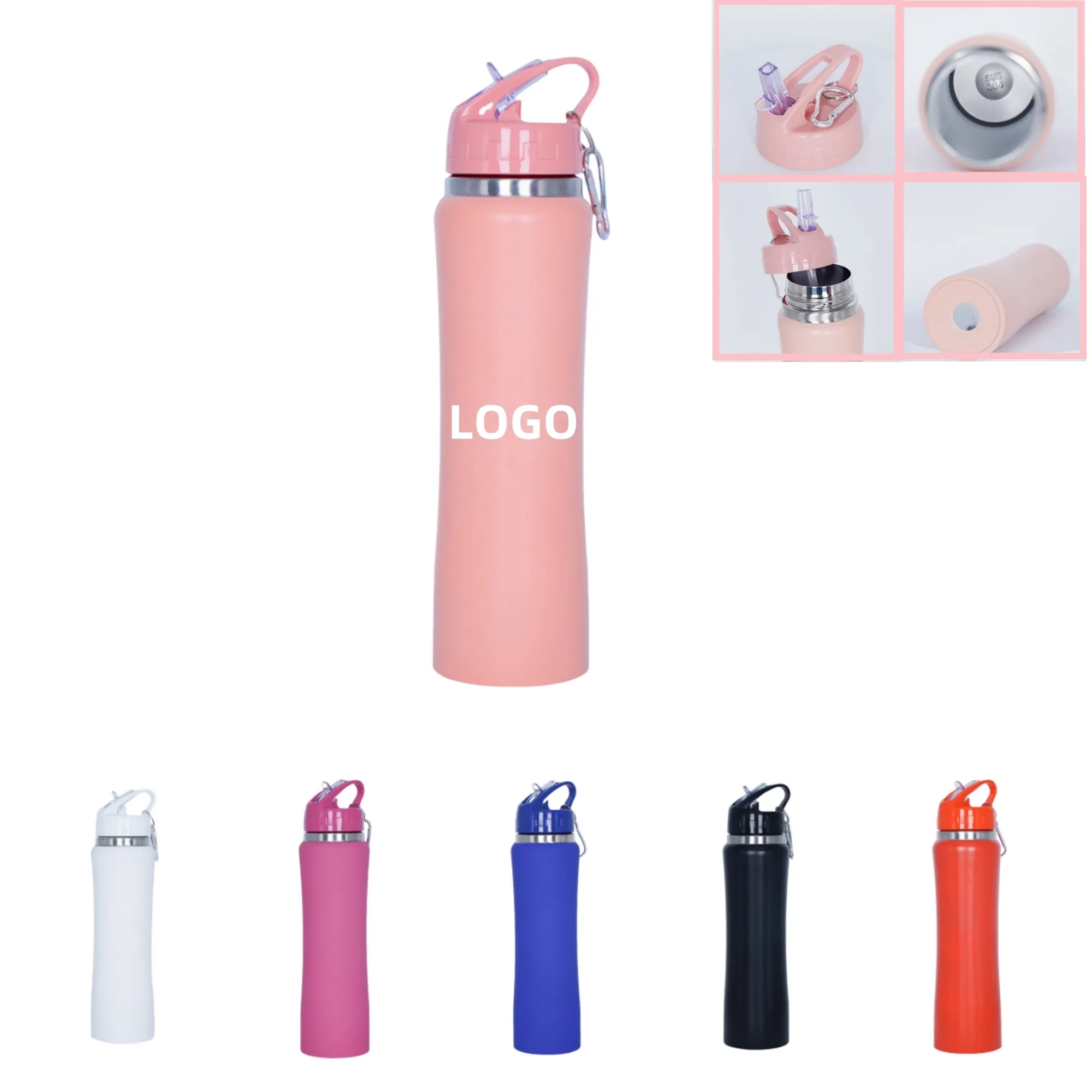 20oz Slim Waist Stainless Steel Straw Handheld Travel Mug 3