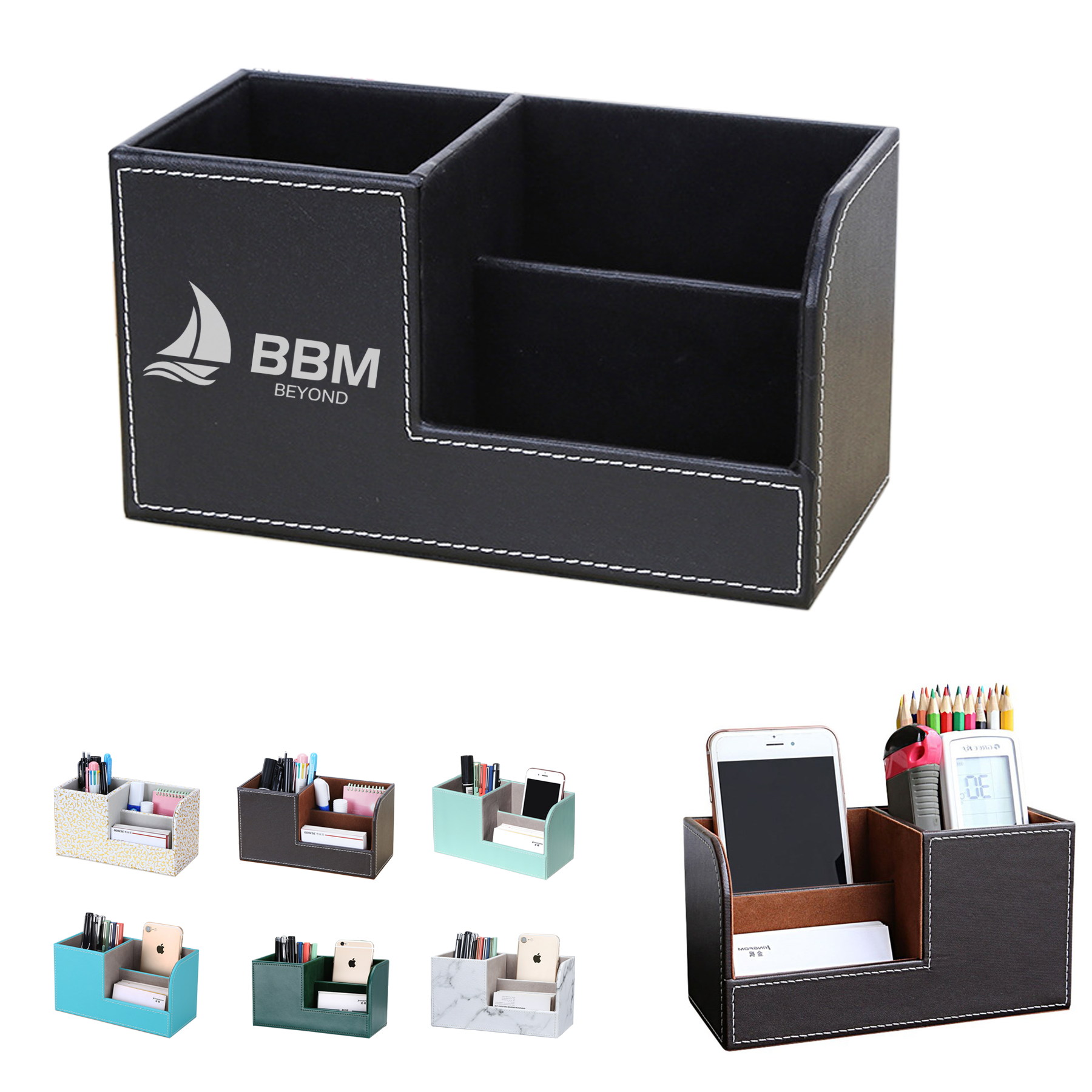 Pu Leather Desk Organizer, custom desk accessory with logo imprint 1