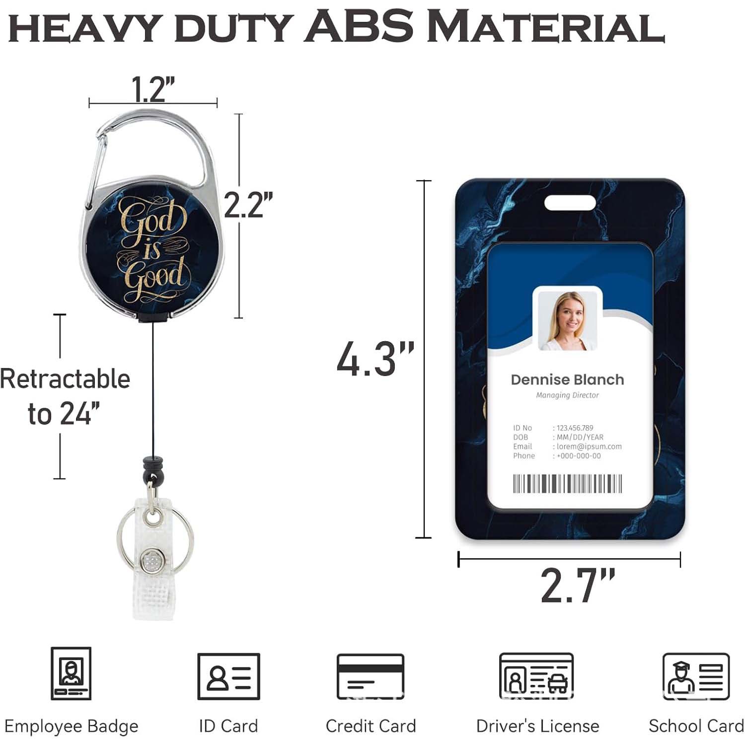 3-in-1 Badge Holder W/ Lanyard & Retractable Reel Clip 2