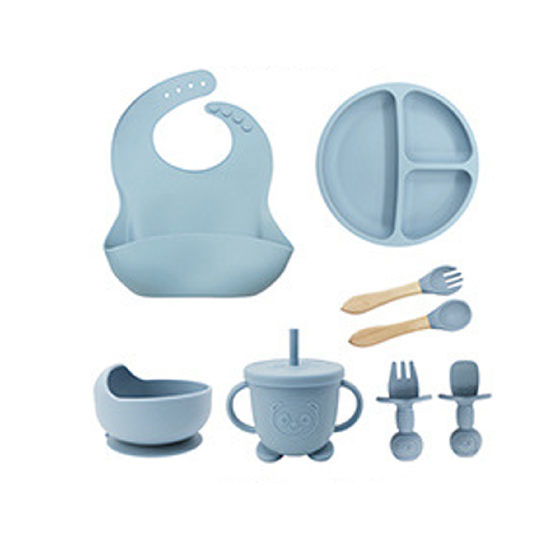 8pcs Silicone Baby Feeding Set 6