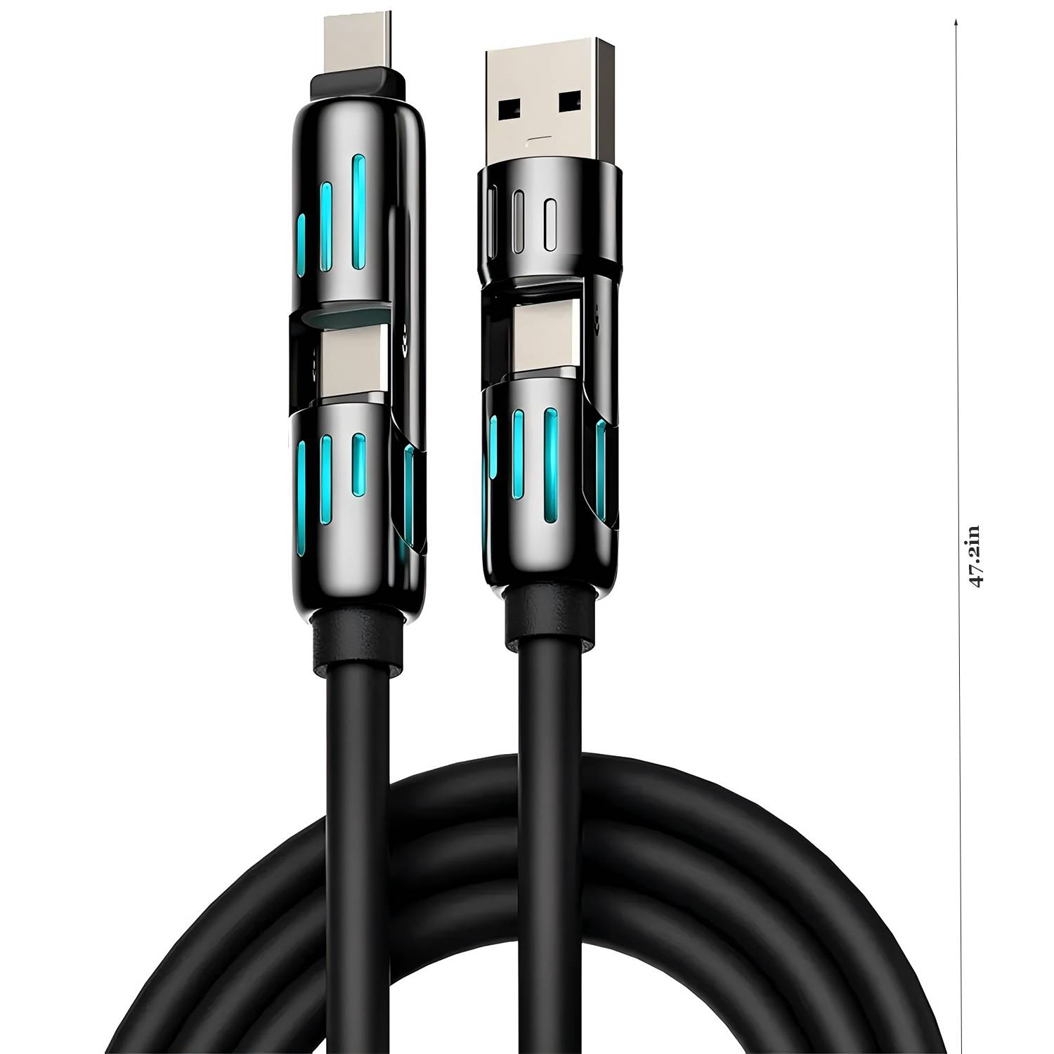 240W 4-in-1 Fast Charging Cable with LED – TPE Material 6