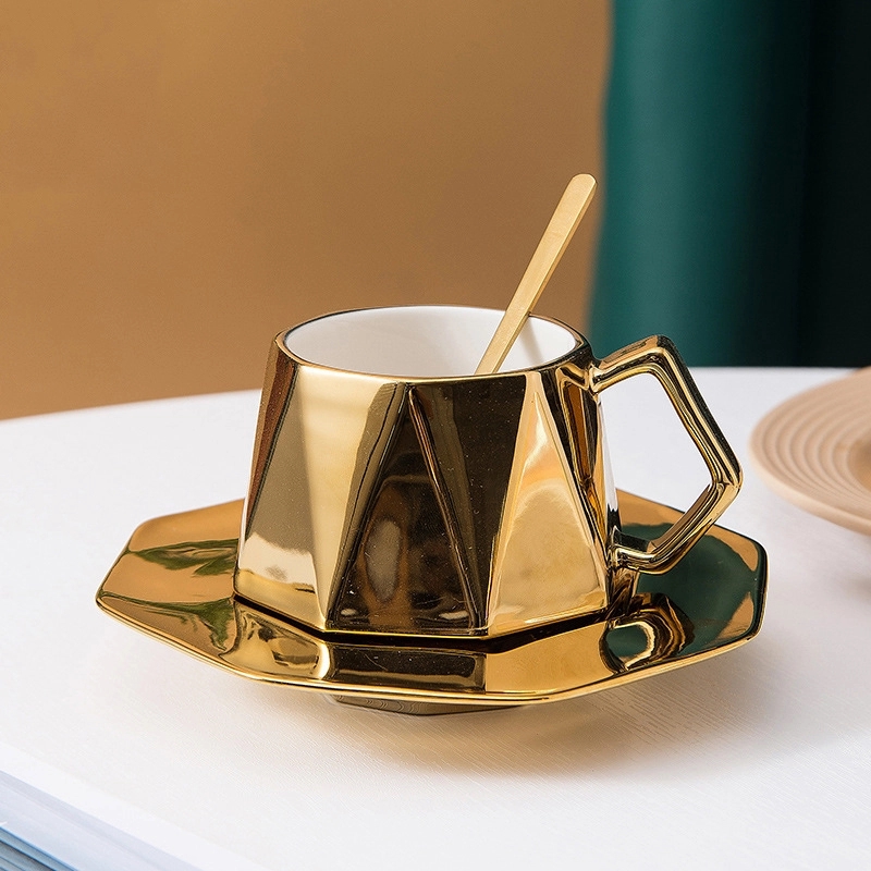 Custom 8 oz Ceramic Coffee Mug Saucer Set 2