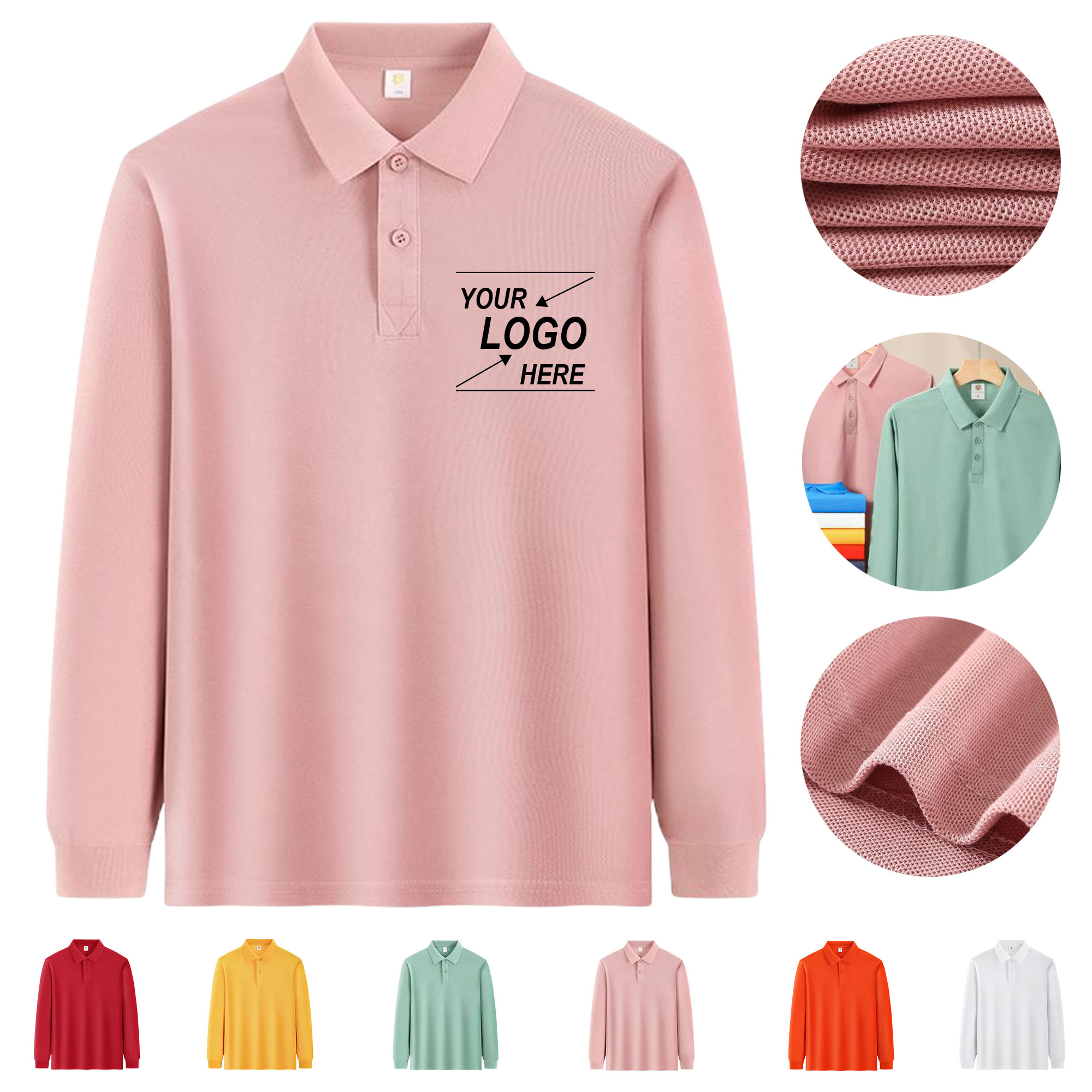 Custom Kids' Poly-Cotton Long Sleeve Polo Shirt for School Sports Events with Printed Design 5