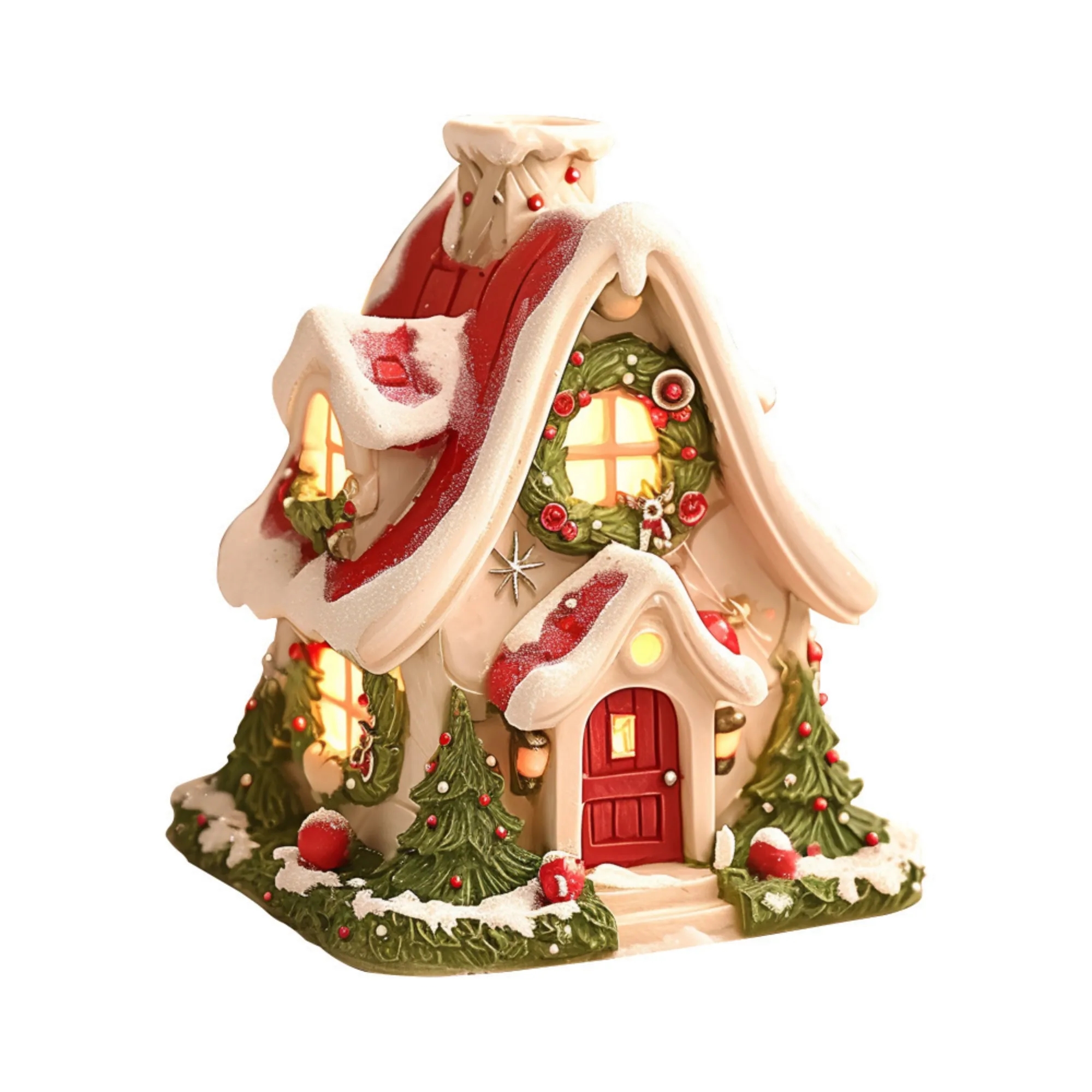 Christmas House Shape Ornament Incense Burner Candle Holder
