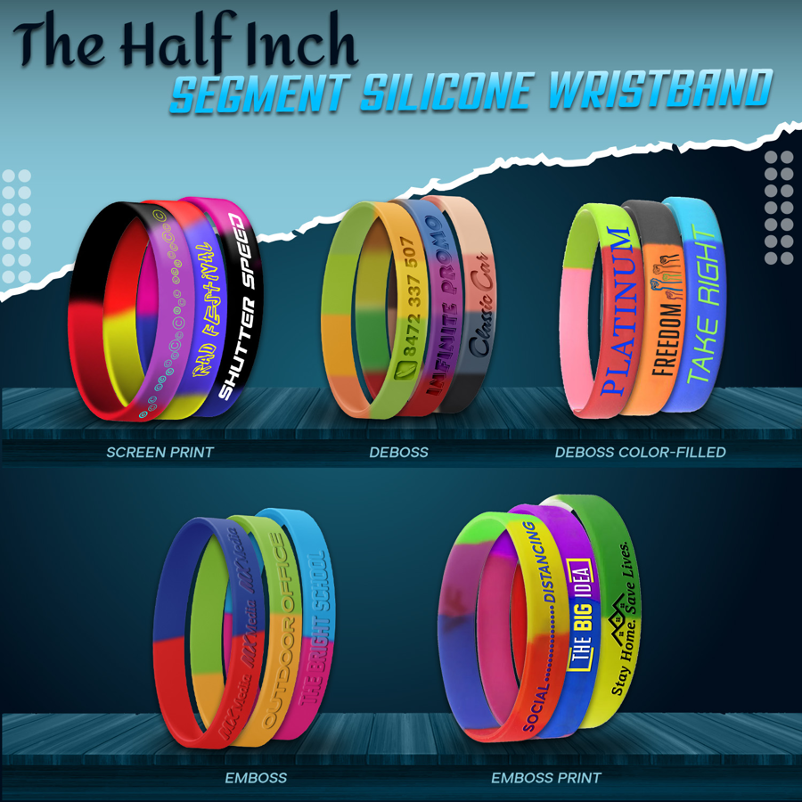 Segmented Silicone Wristband - 1/2" band