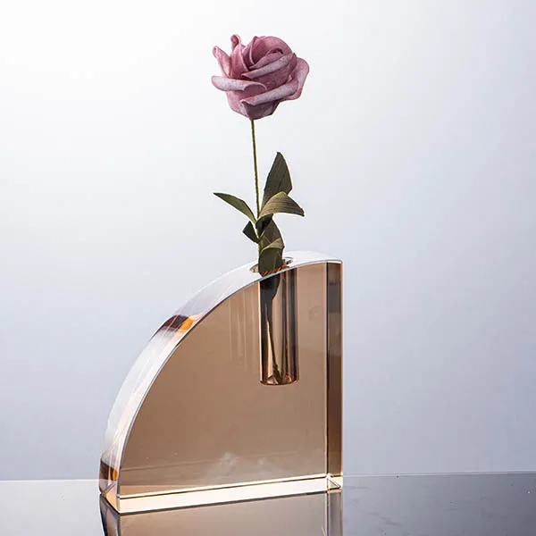 Quarter Round Crystal  Bud Vase 4