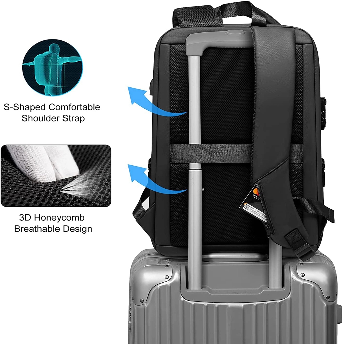 Anti-Theft Hard Shell Backpack with USB Port 7