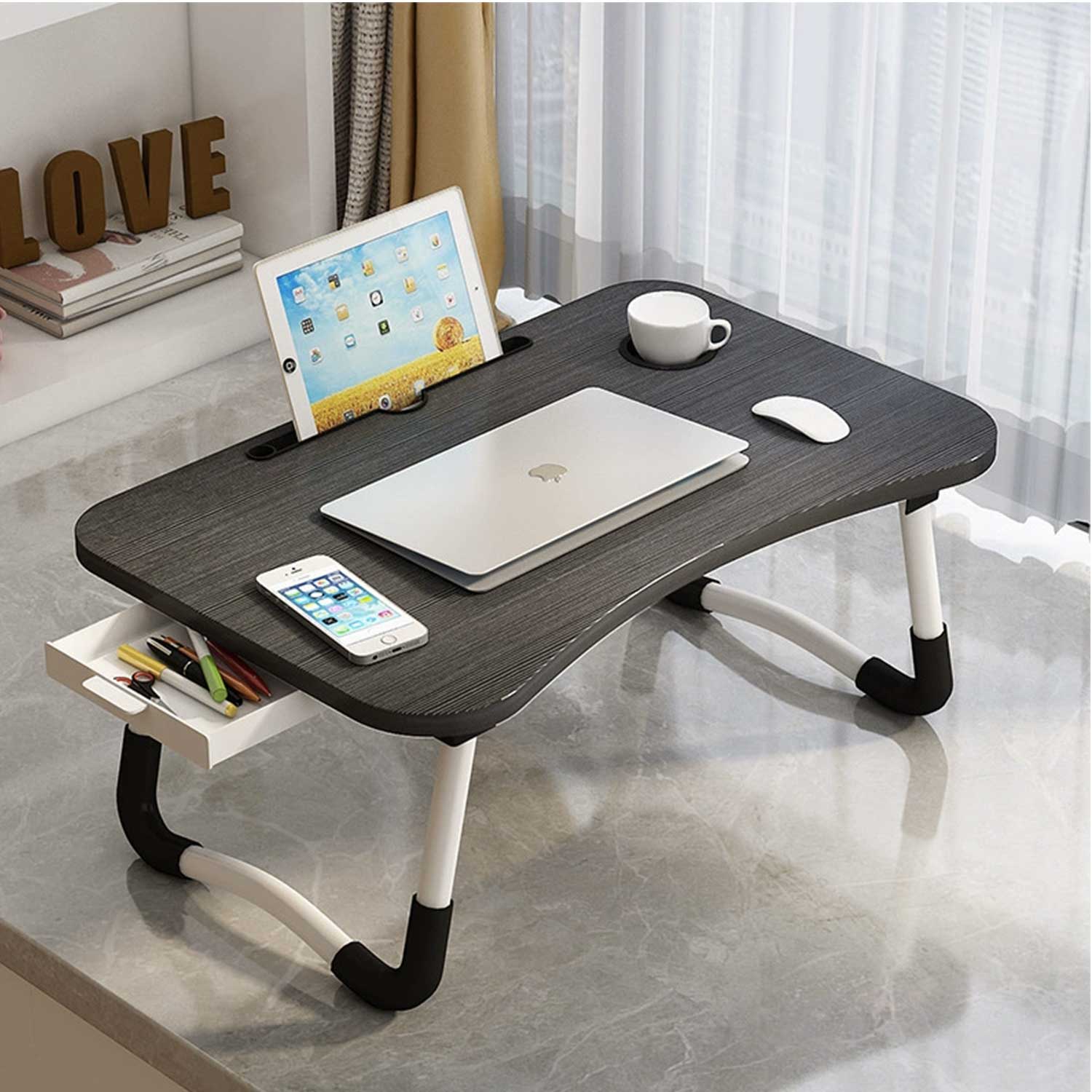 Foldable Dorm Study Desk Simple Bed Table Laptop Stand 4