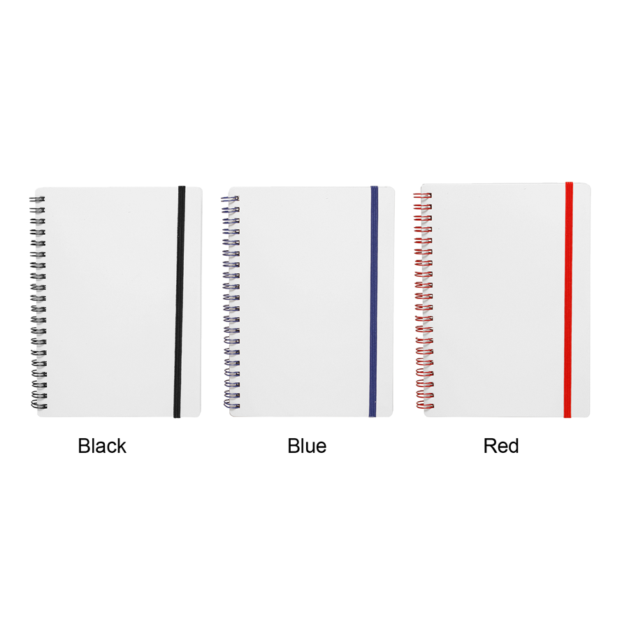 White Spiral Notebooks with Elastic Band 1
