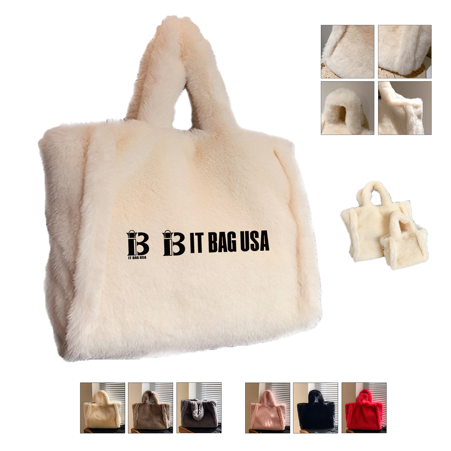 Women Plush Fluffy Tote Bag 1