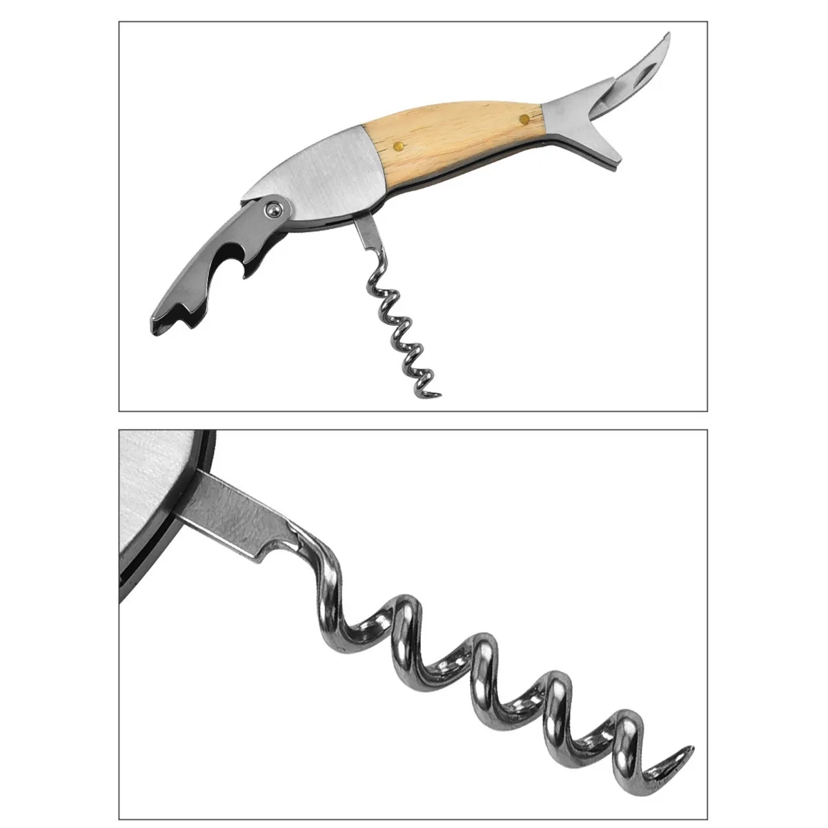 Multifunctional Bottle Wine Opener Fish Shape Folding Knife 11