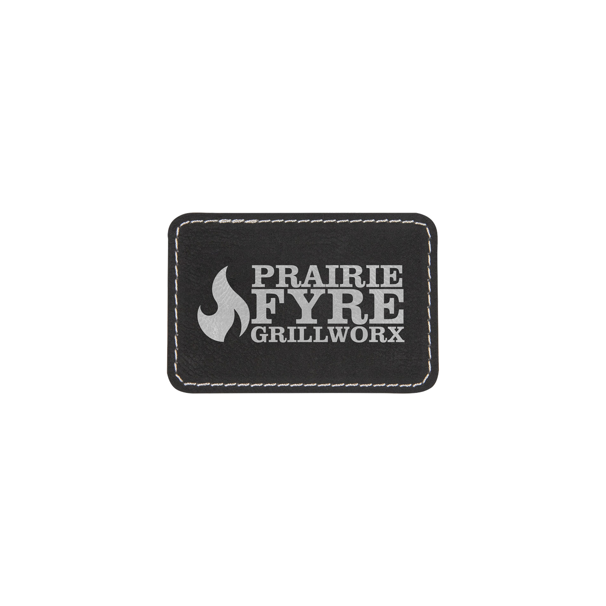 3" x 2" Black/Silver Leatherette Rectangular Patch with Adhesive