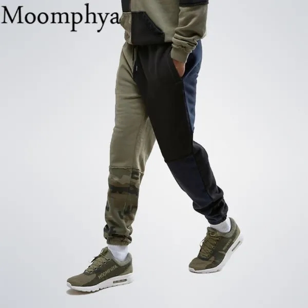 Men's Winter Joggers with Camo Splicing, Side Pockets 2