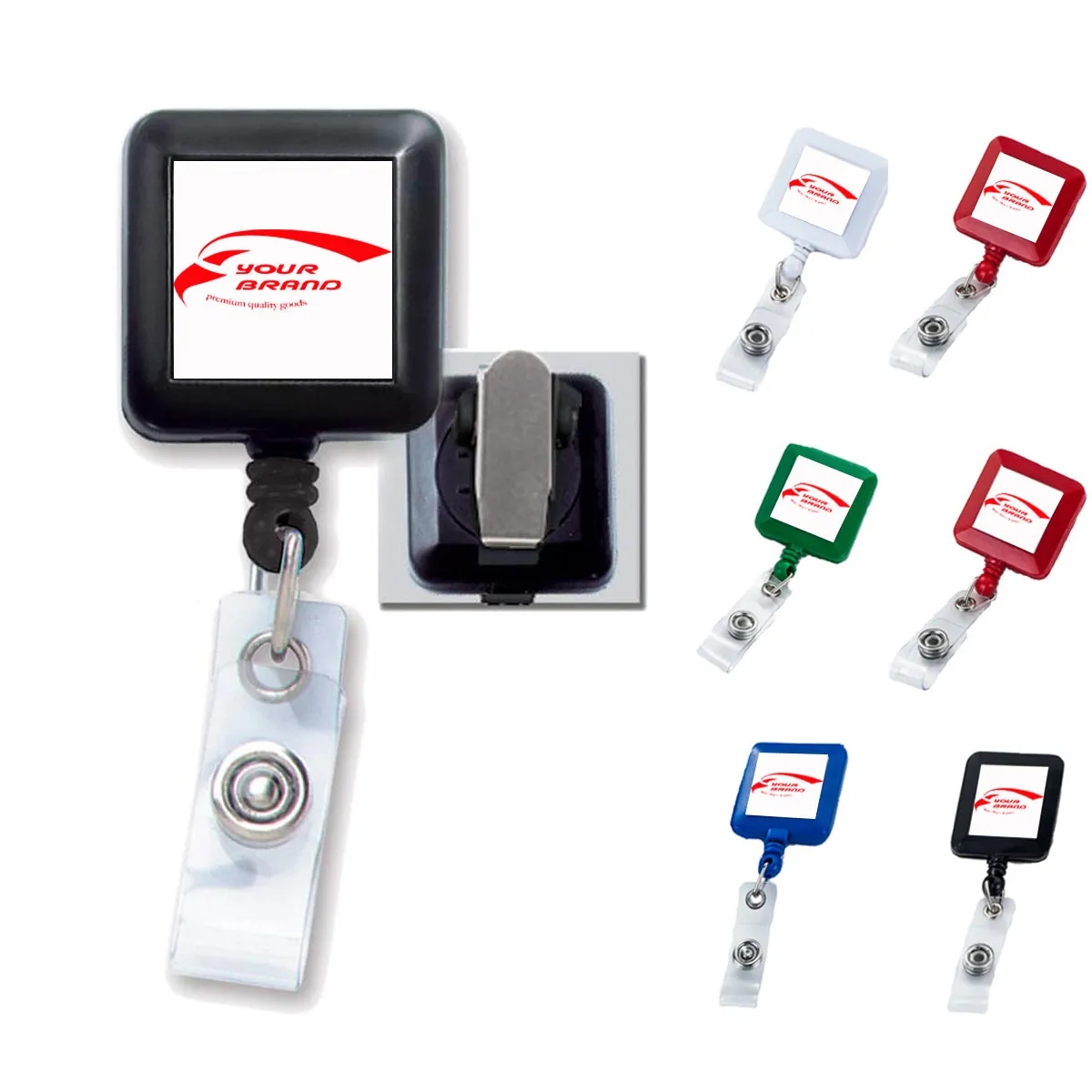 Square Shaped Retractable lanyard  Badge Holder Reel Name Ca 2