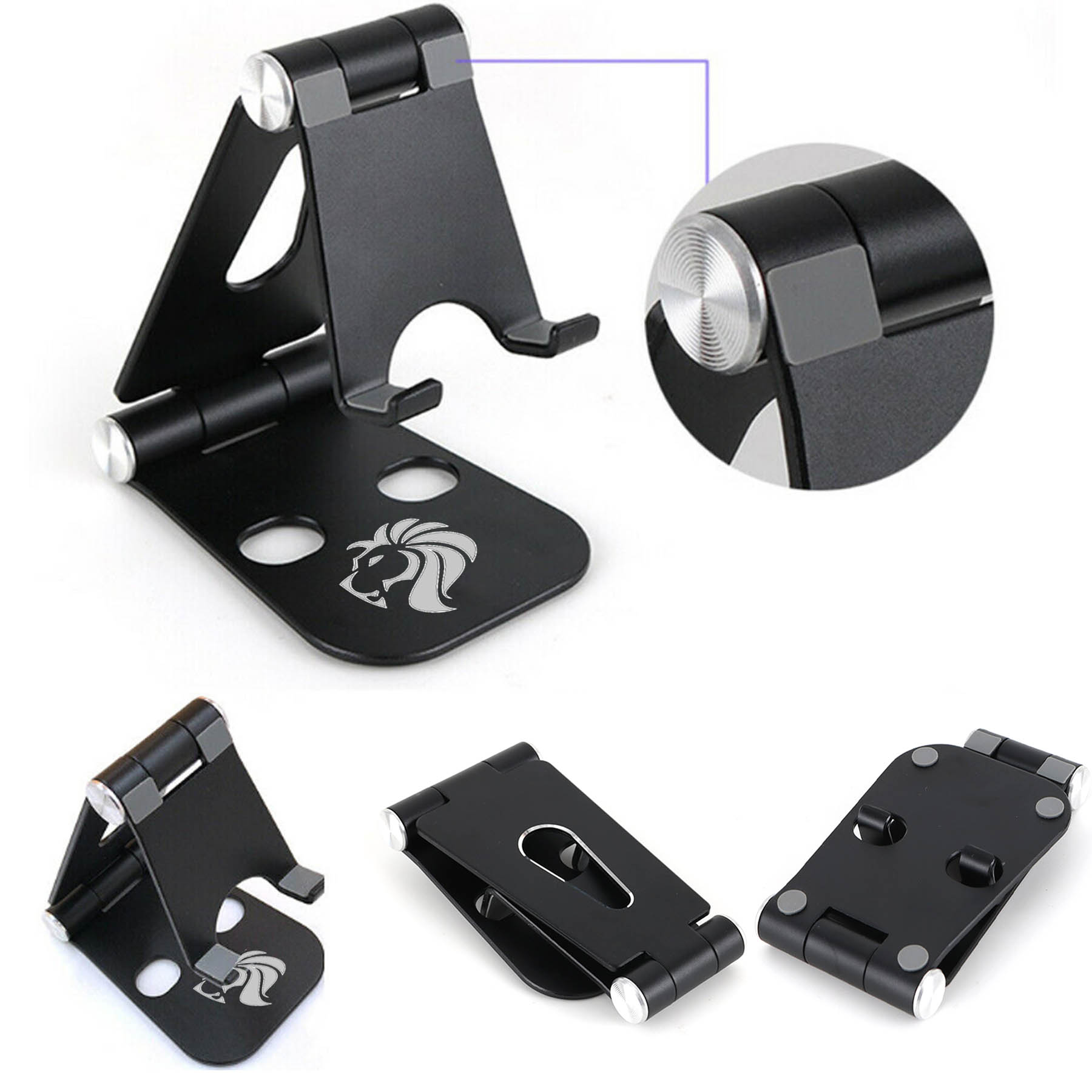 iBank ® Premium Aluminum Desktop Phone Stand – Fully Foldable & Multi-Angle Adjustable Holder 1