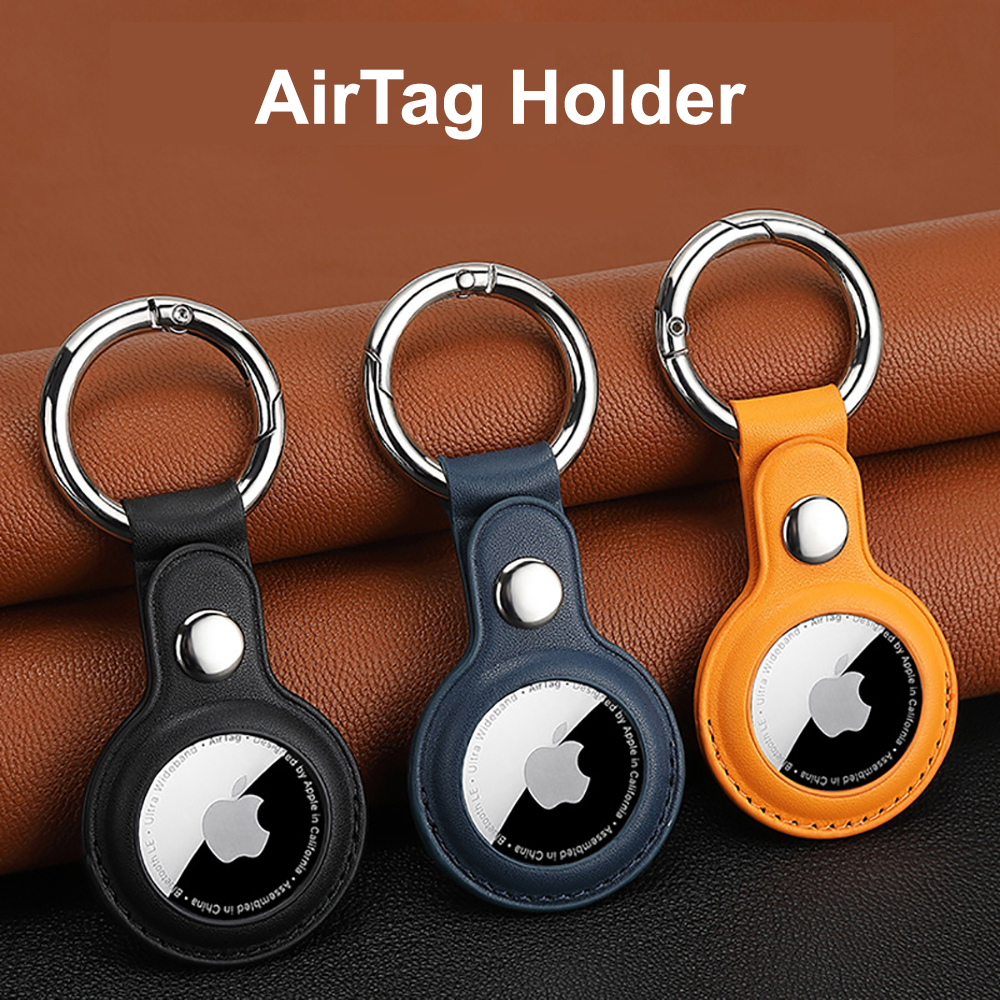 Economical PU Leather AirTag Holder with Key Ring 14