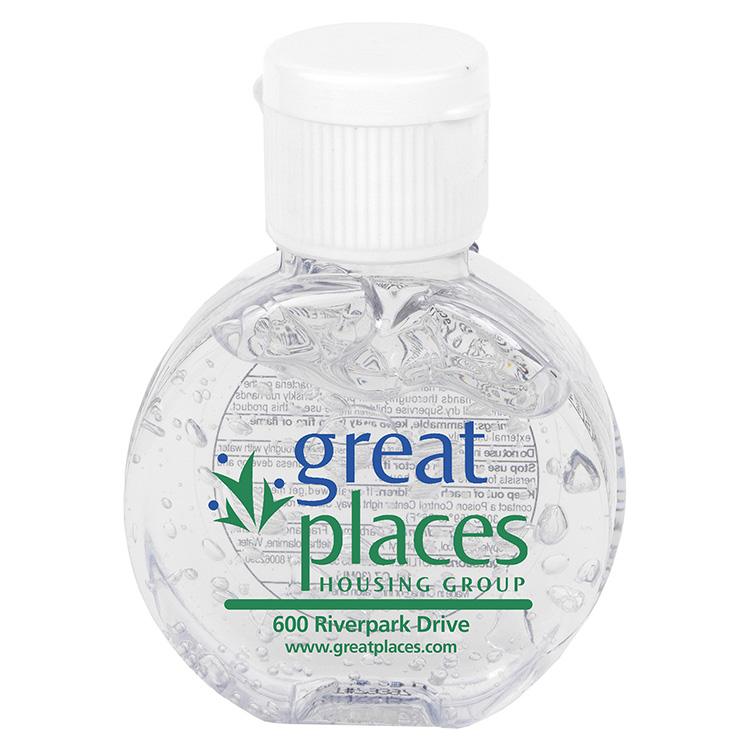 1 oz Compact Hand Sanitizer Antibacterial Gel in Round Flip-Top Squeeze Bottle 3