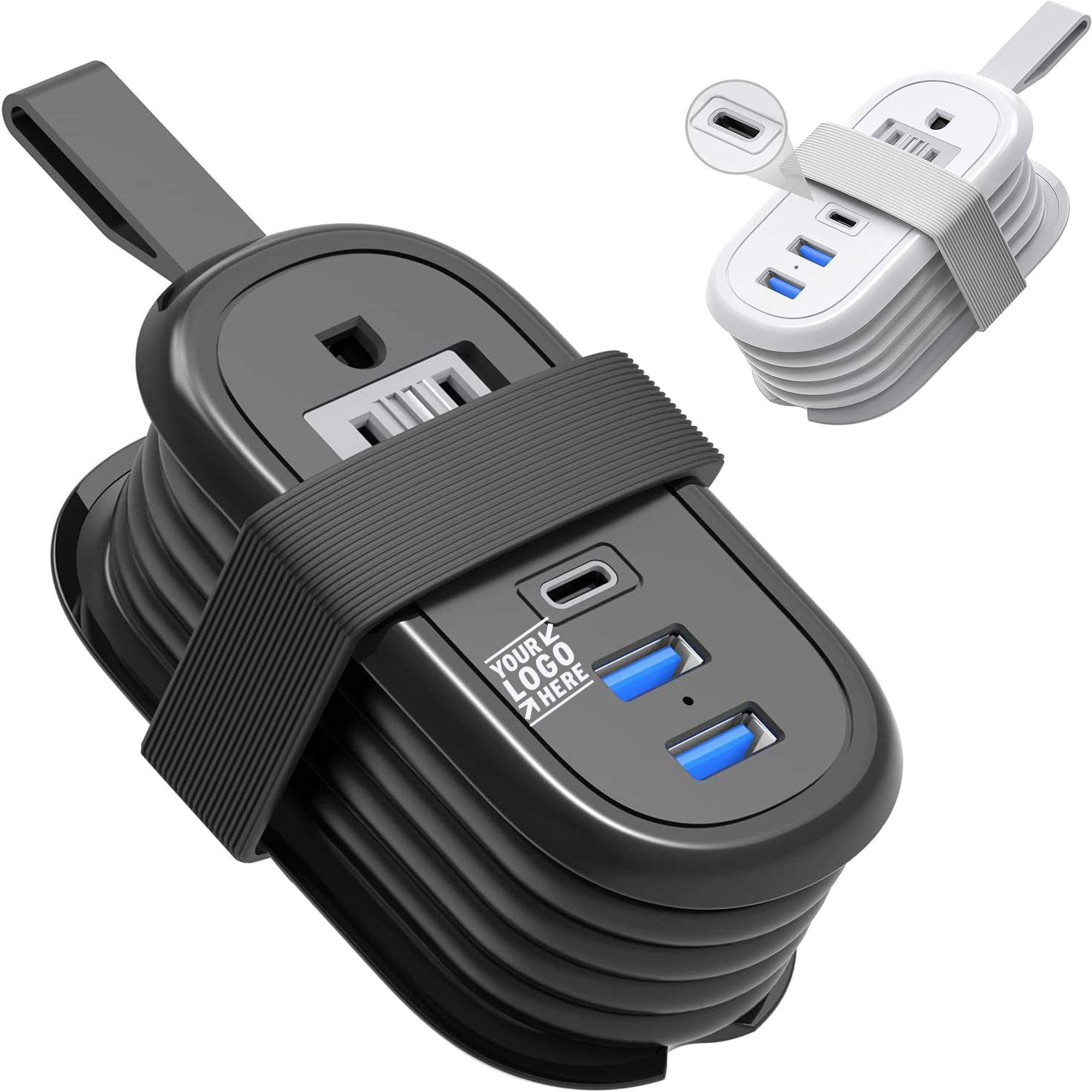 3.4A USB C Ports Non Surge Protector with Flat Plug Extension Cord 4FT Small Travel Power Strip 2