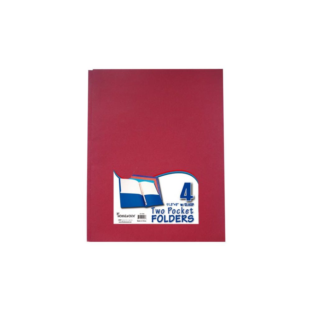 2 Pocket Folders with 3 Prongs - Assorted Colors 4 Pack 2