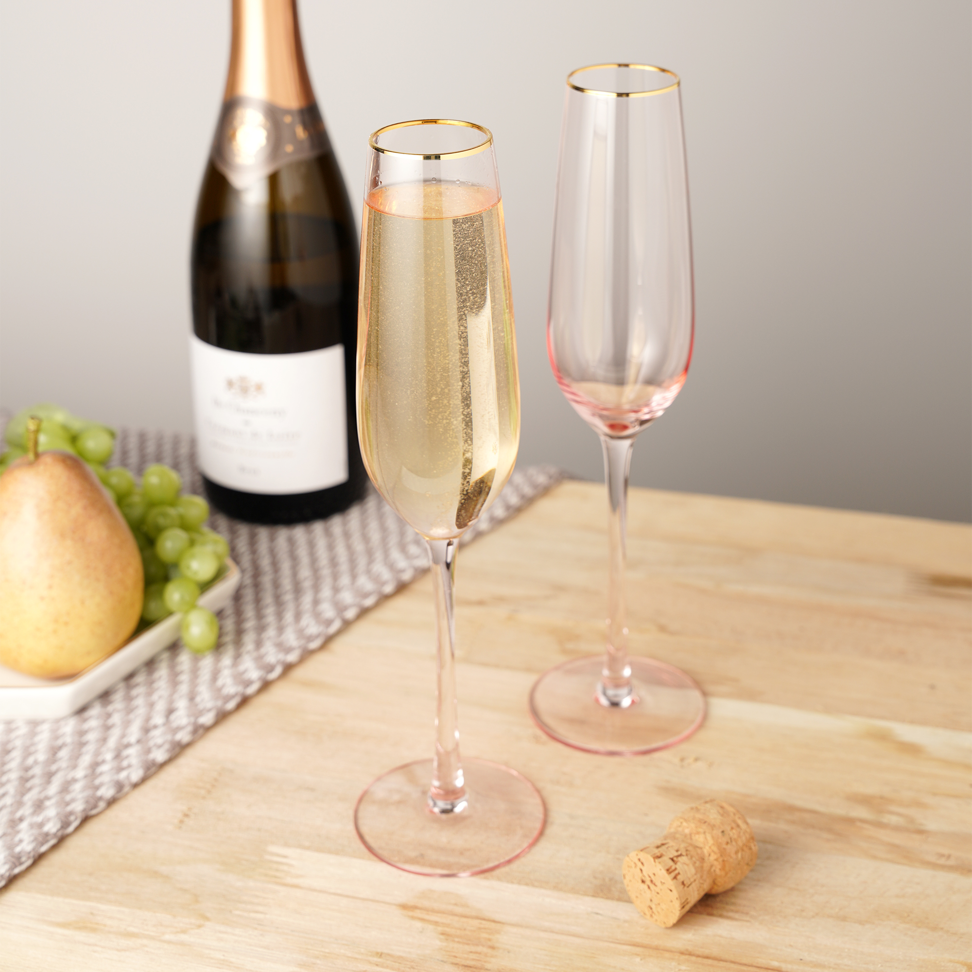 Twine Living® Rose Crystal Champagne Flute, set of 2 7