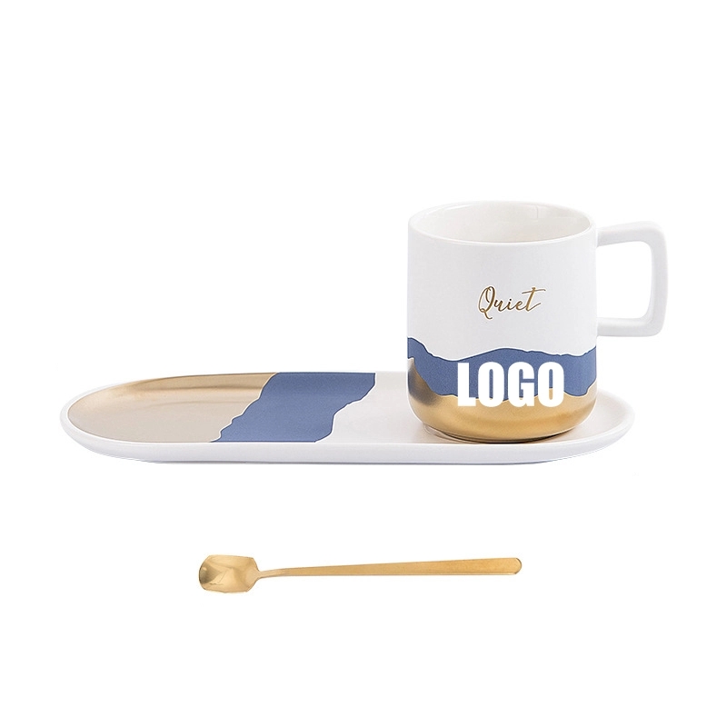 Custom 9 oz Ceramic Coffee Mug Saucer Set 7