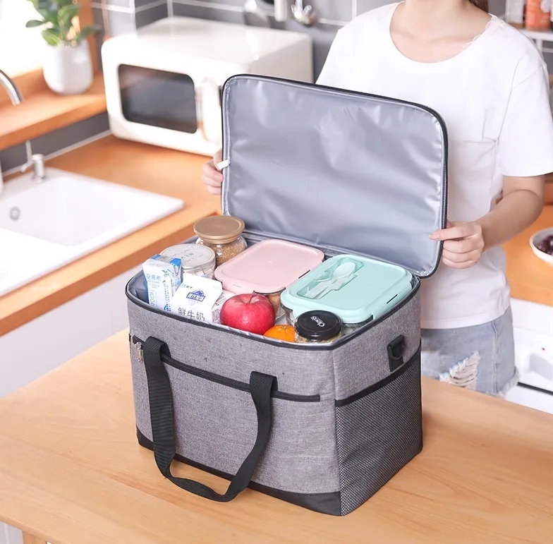 Insulated Lunch Tote Bag Dual Compartment Leak Proof Custom Logo Reusable 2