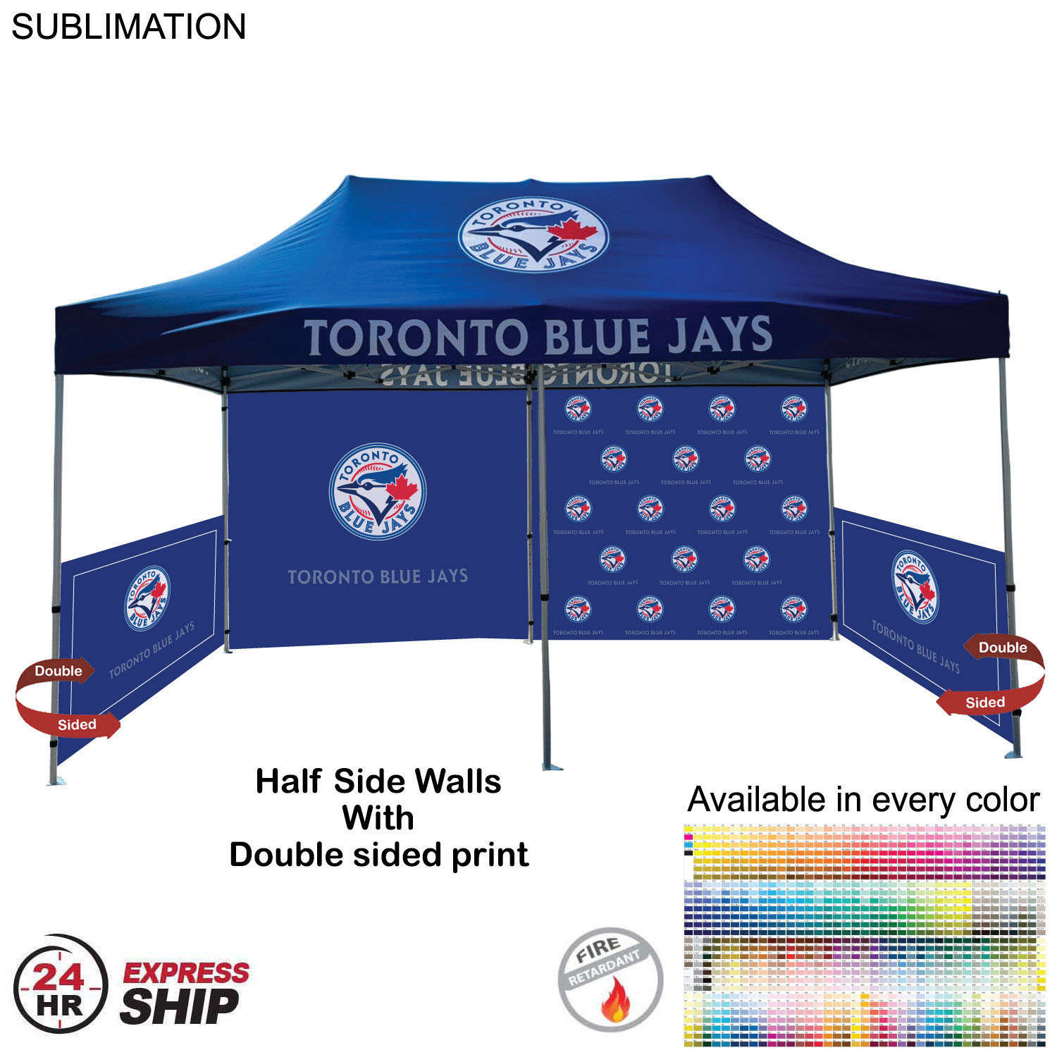 24 Hr Express Ship - Half Side Wall for 10x20 Tent Kit, Sublimated, Double Sided Print 2