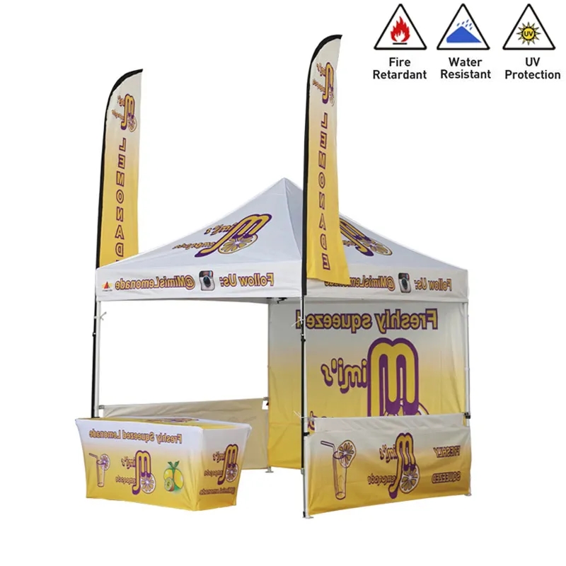 10' X 10' Tent Set with 6ft Table Cover and 8' Feather Flags 2