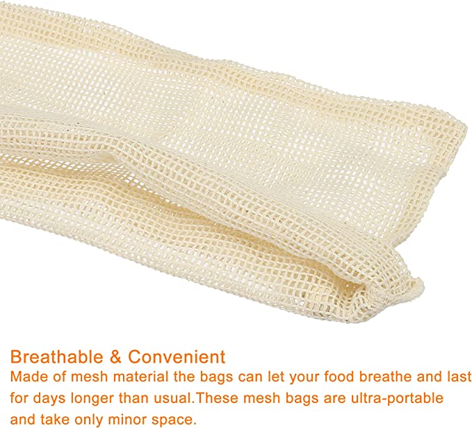 Reusable Produce Grocery Washable Organic Cotton Mesh Produce Bags 6