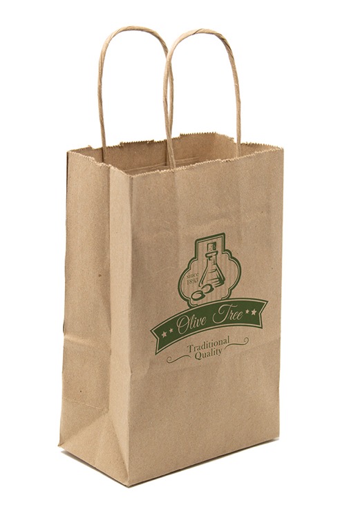 One Color 1-Sided Natural Handle Shopper Paper Bag (5.5" x 8.375" x 3.25")