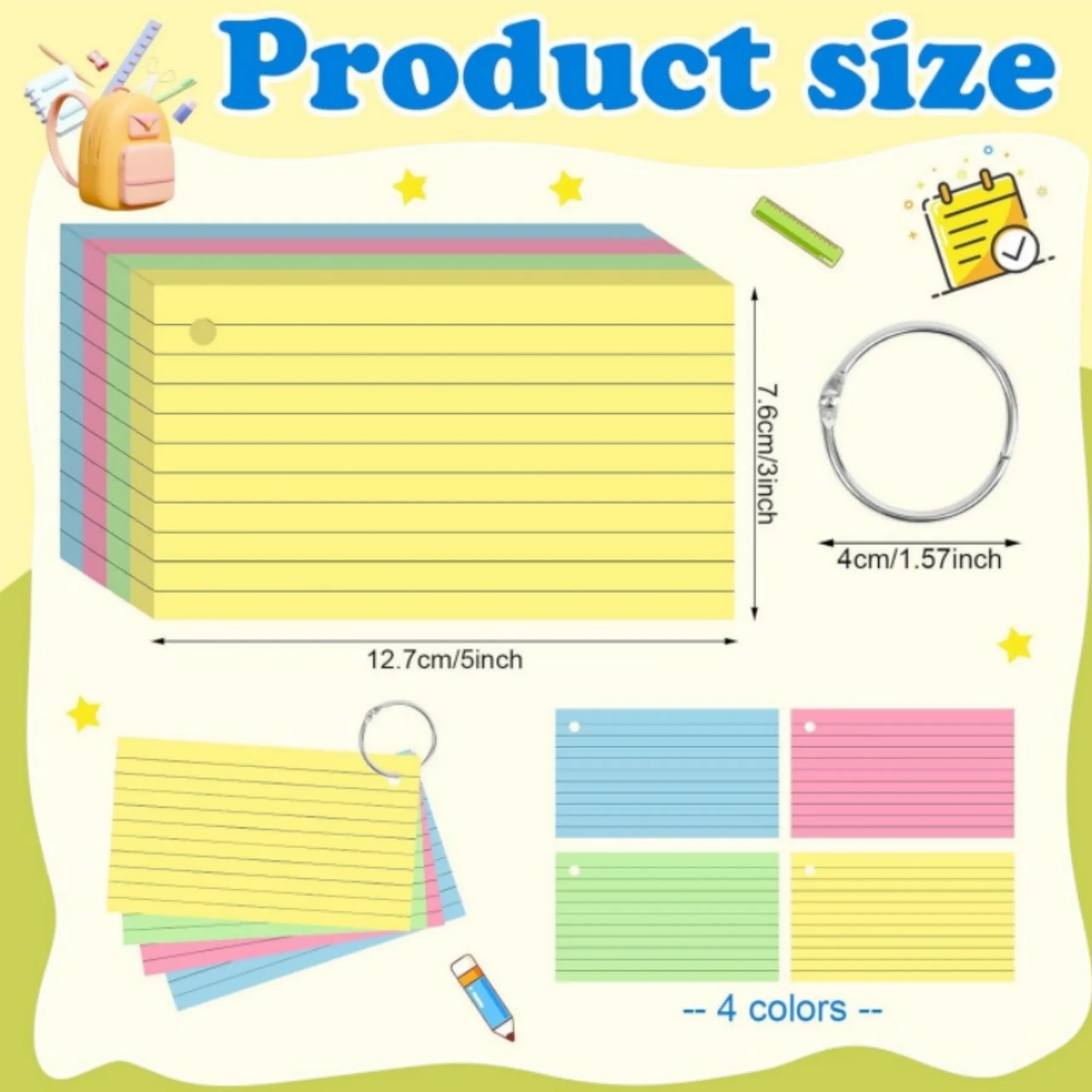 Colored Index Cards with Ring 4