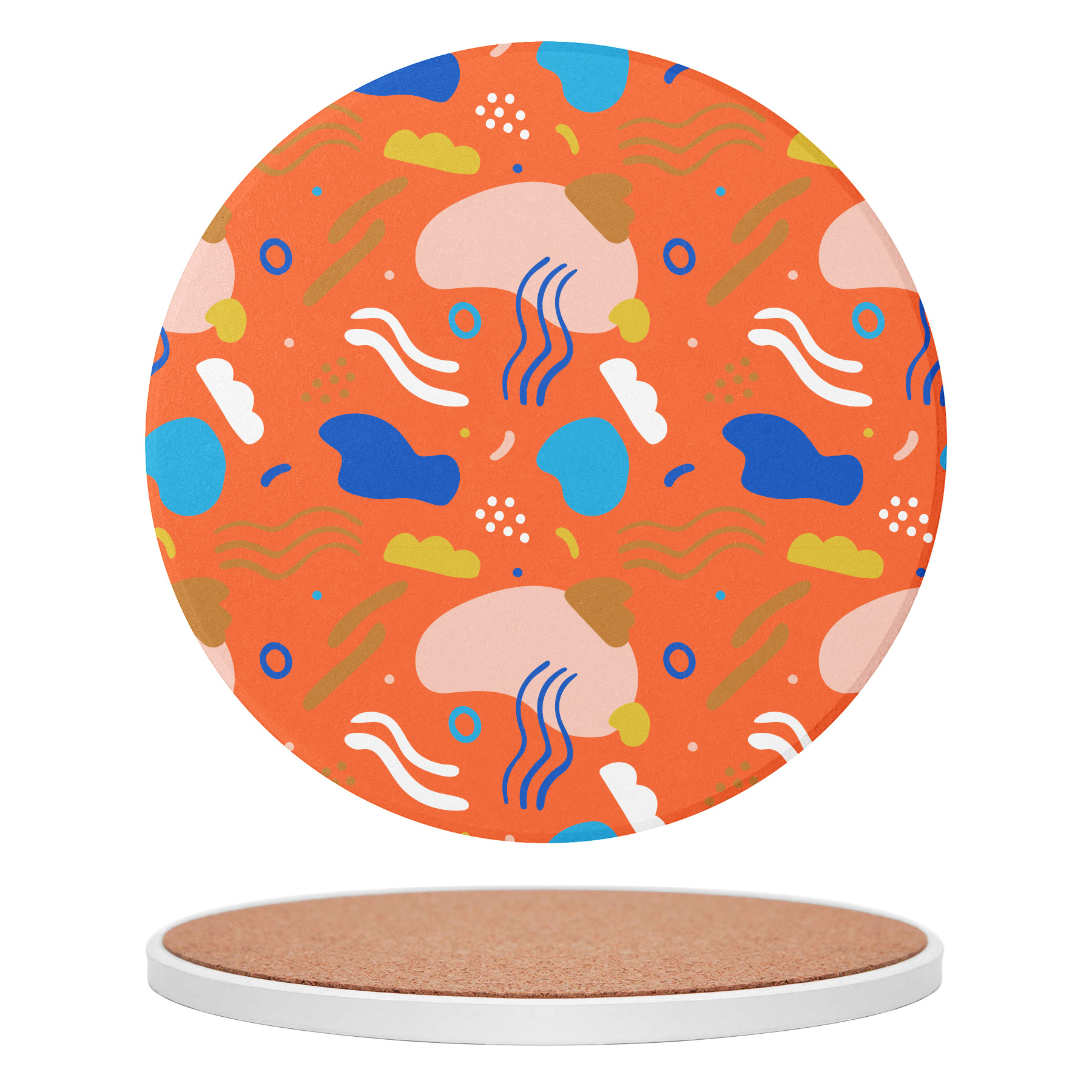 Custom 3.5'' Ceramics Heat-Insulating Coaster With Cork Base 12