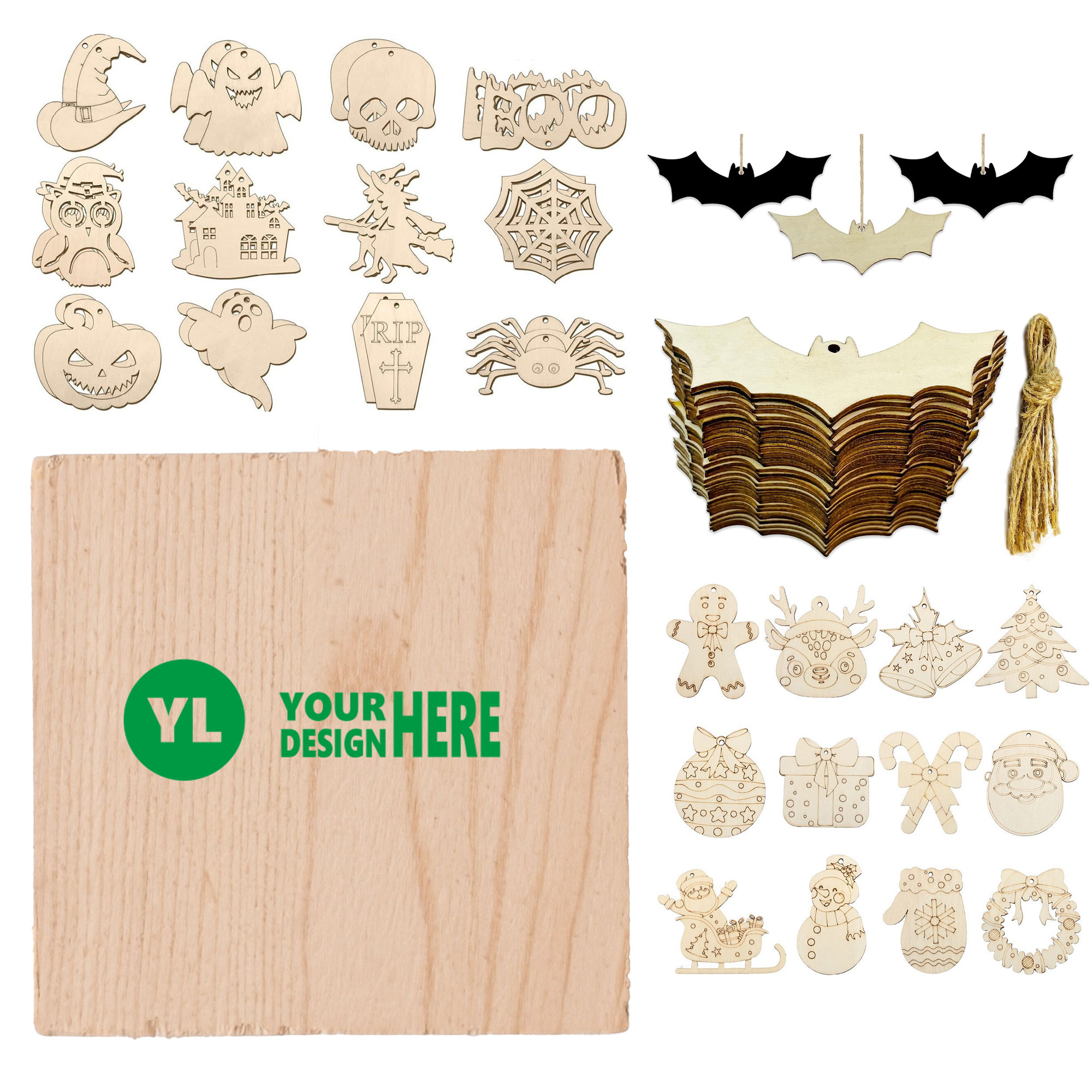 Halloween Xmas Party Decor DIY Wood Cutouts 1