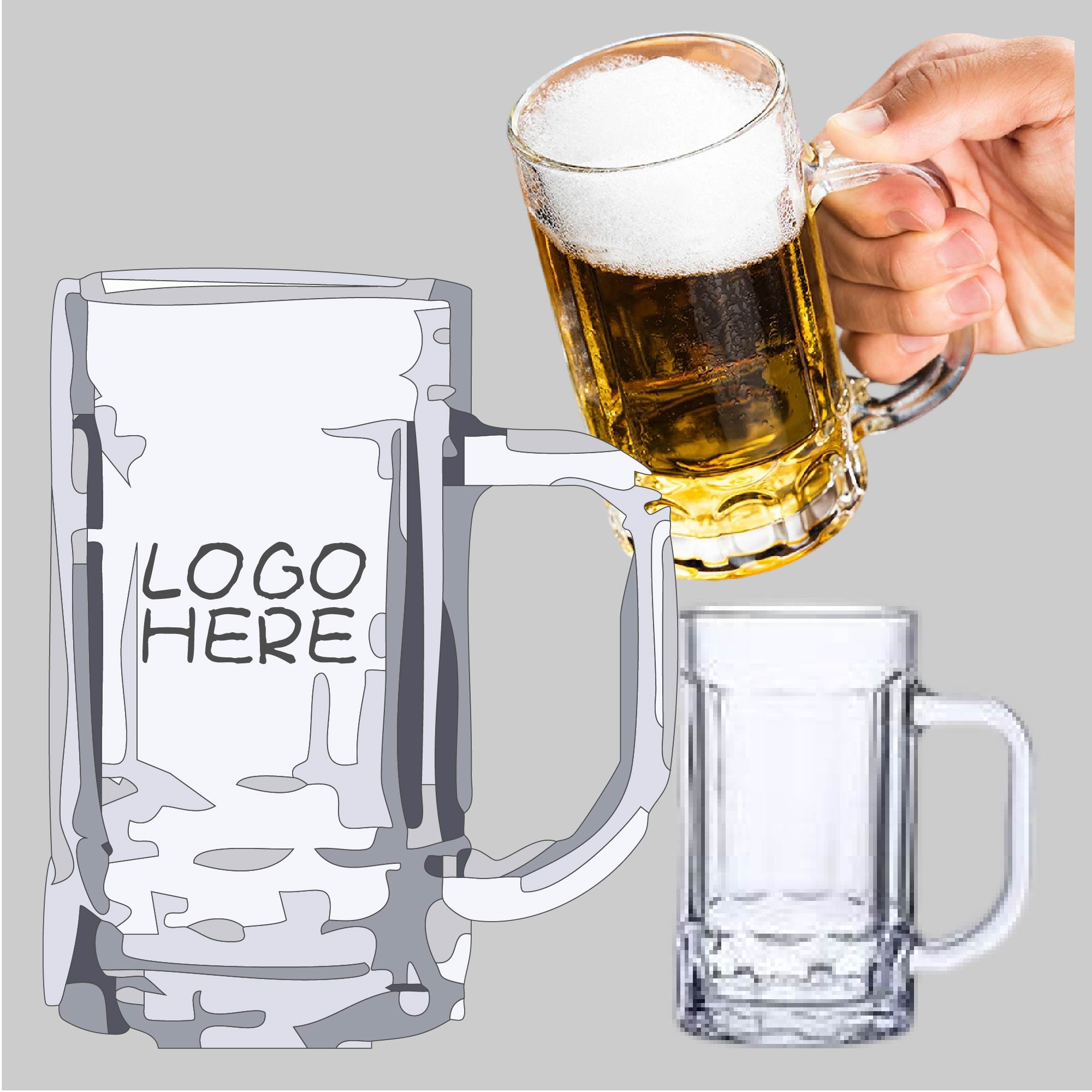 12 Oz.Glass Beer Mugs 1