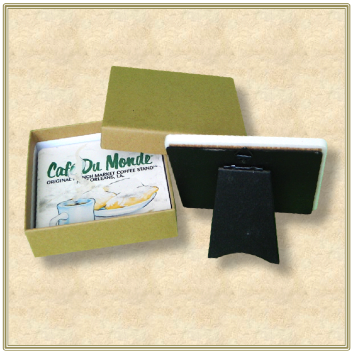 2 Custom Square Stone Coasters with Easel Backing - Basic Print 2