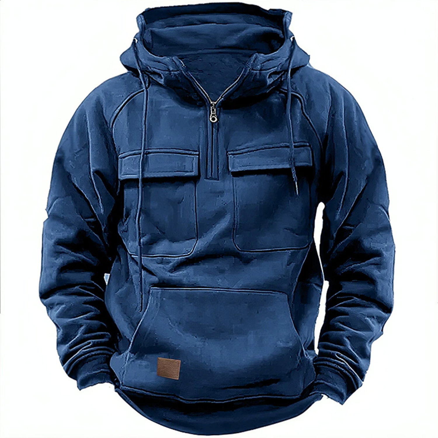 Men's Casual Zip Double Pocket Hooded Sweatshirt, custom hoodie or sweatshirt with logo imprint 2