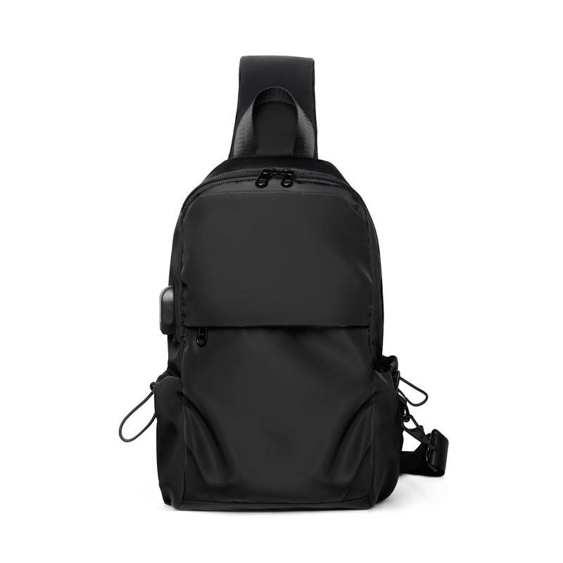 Nylon Small Black Sling Crossbody Bag With USB Charging Port 4