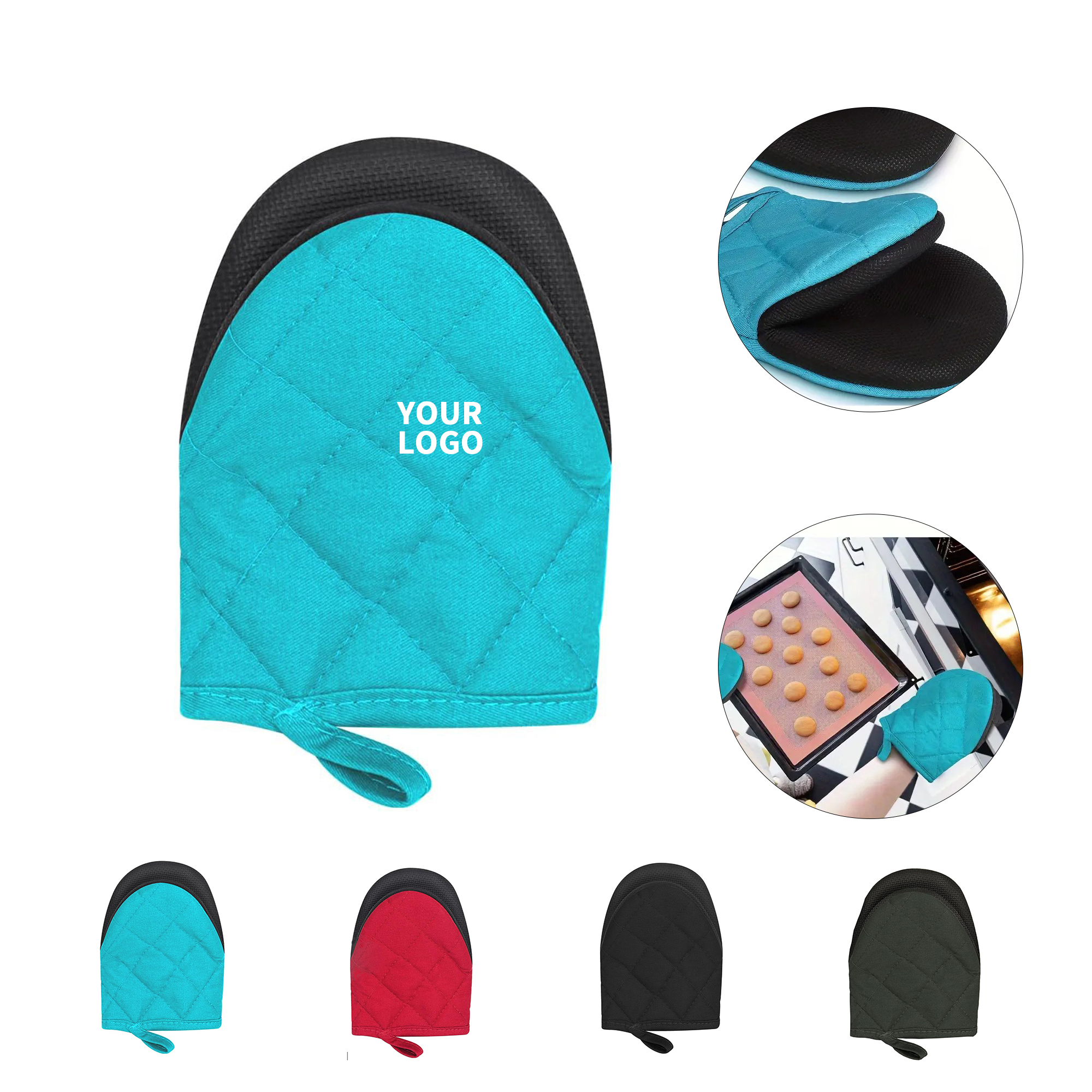 One Pair Kitchen Oven Gloves With Honeycomb Texture Grip 2